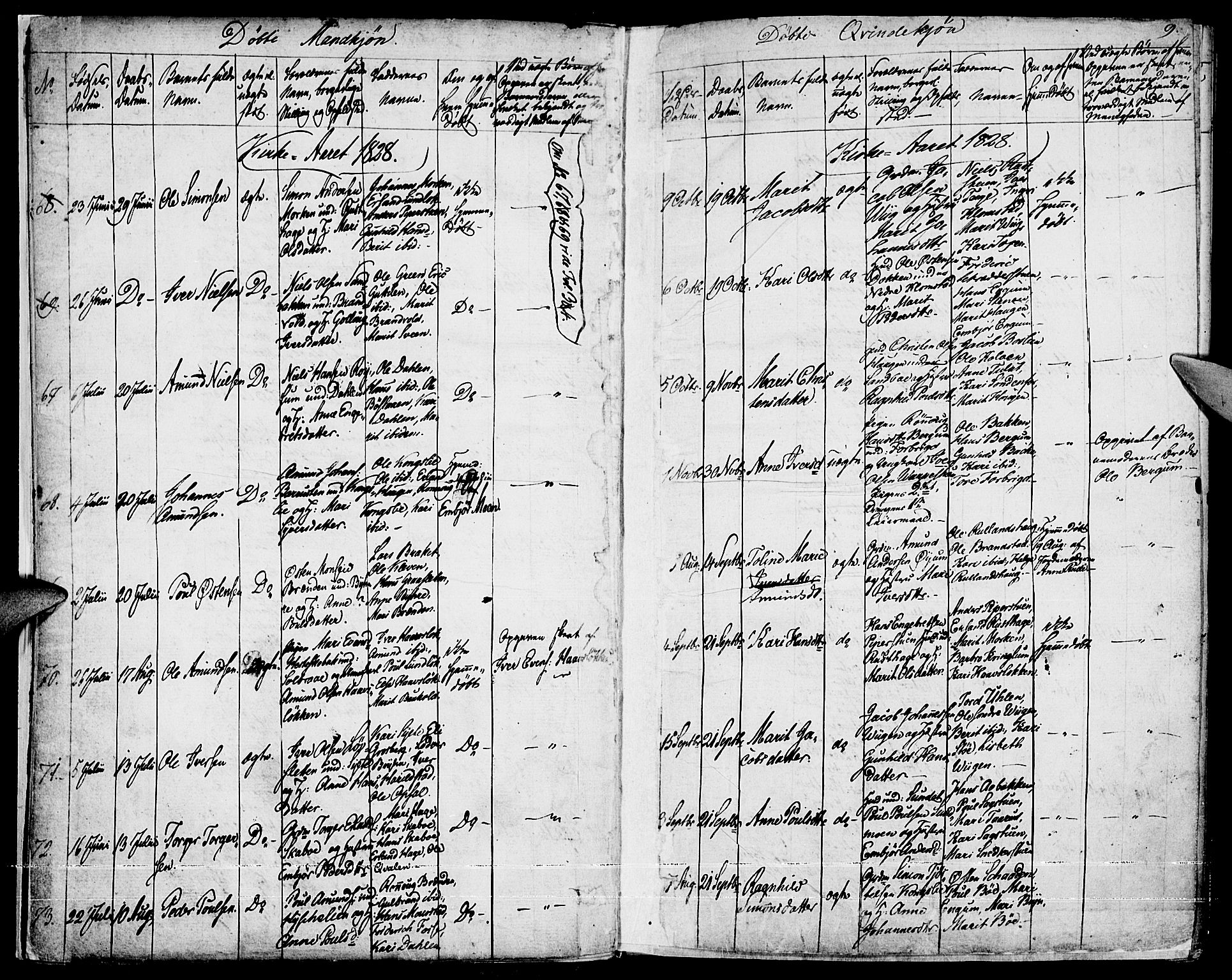 Fron prestekontor, AV/SAH-PREST-078/H/Ha/Haa/L0003: Parish register (official) no. 3, 1828-1838, p. 9