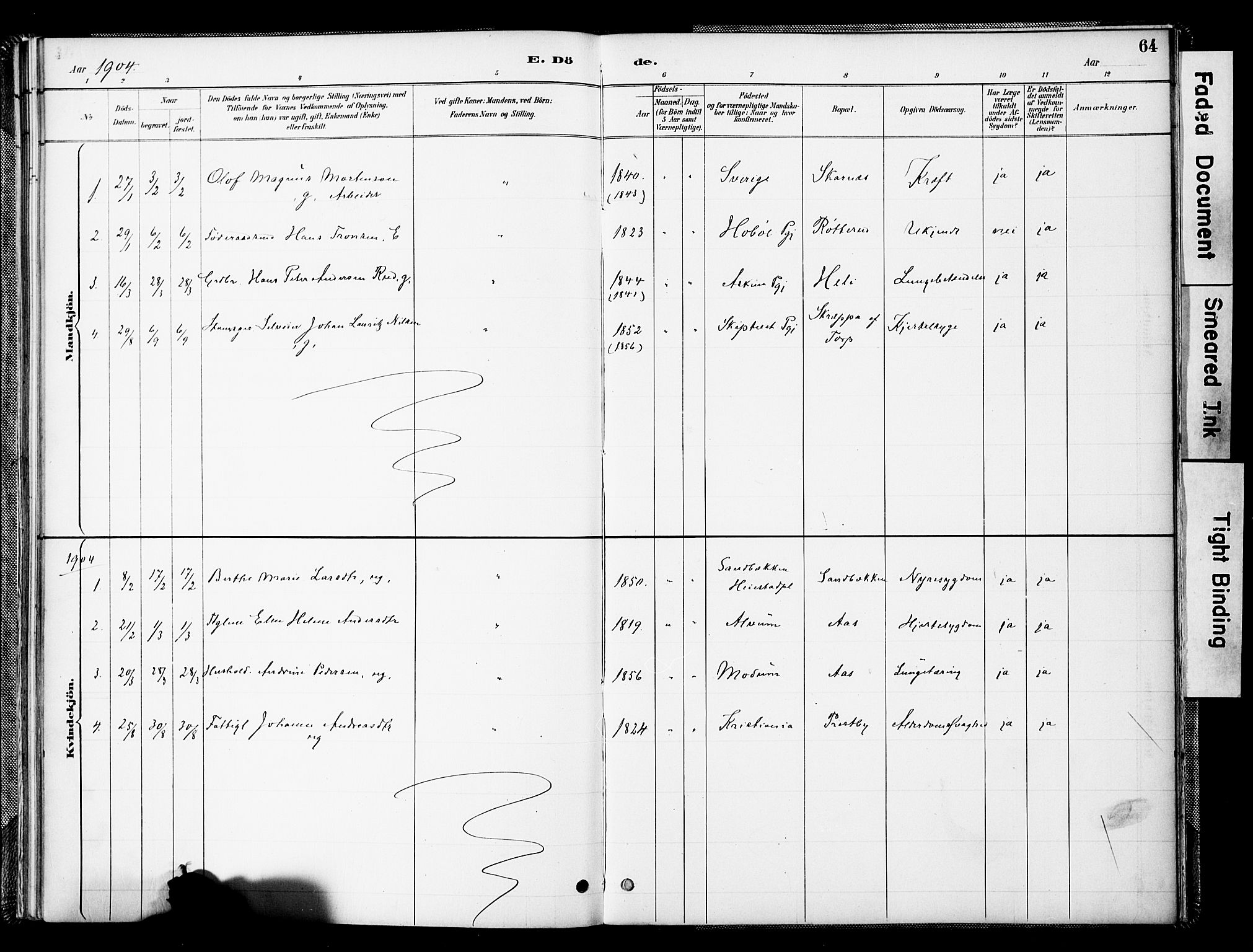 Spydeberg prestekontor Kirkebøker, SAO/A-10924/F/Fc/L0001: Parish register (official) no. III 1, 1886-1907, p. 64