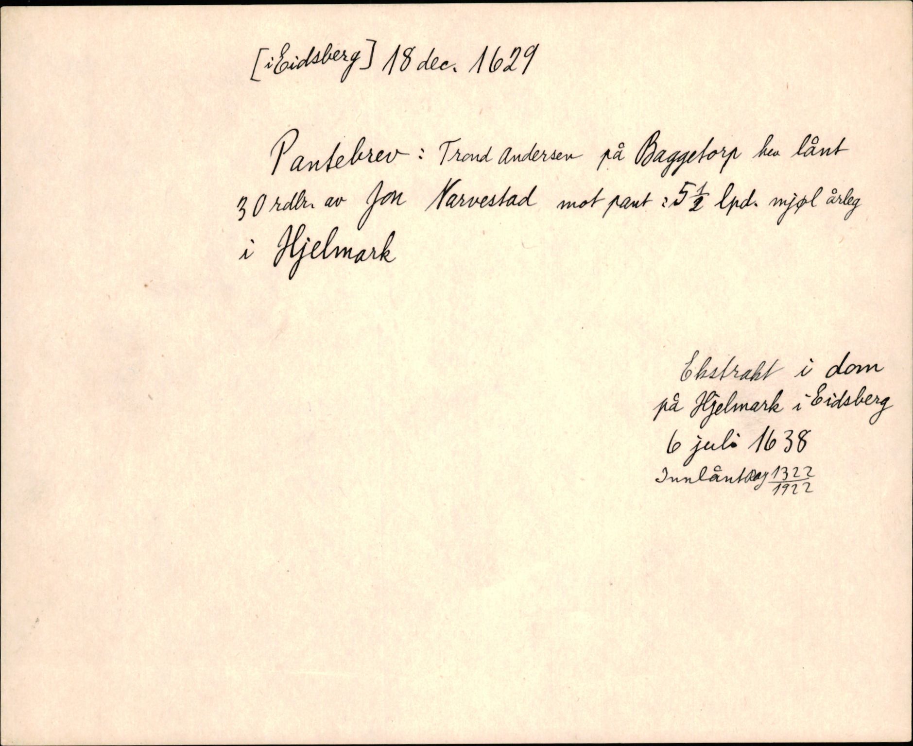 Riksarkivets diplomsamling, AV/RA-EA-5965/F35/F35d/L0003: Innlånte diplomer, seddelregister, 1621-1642, p. 269