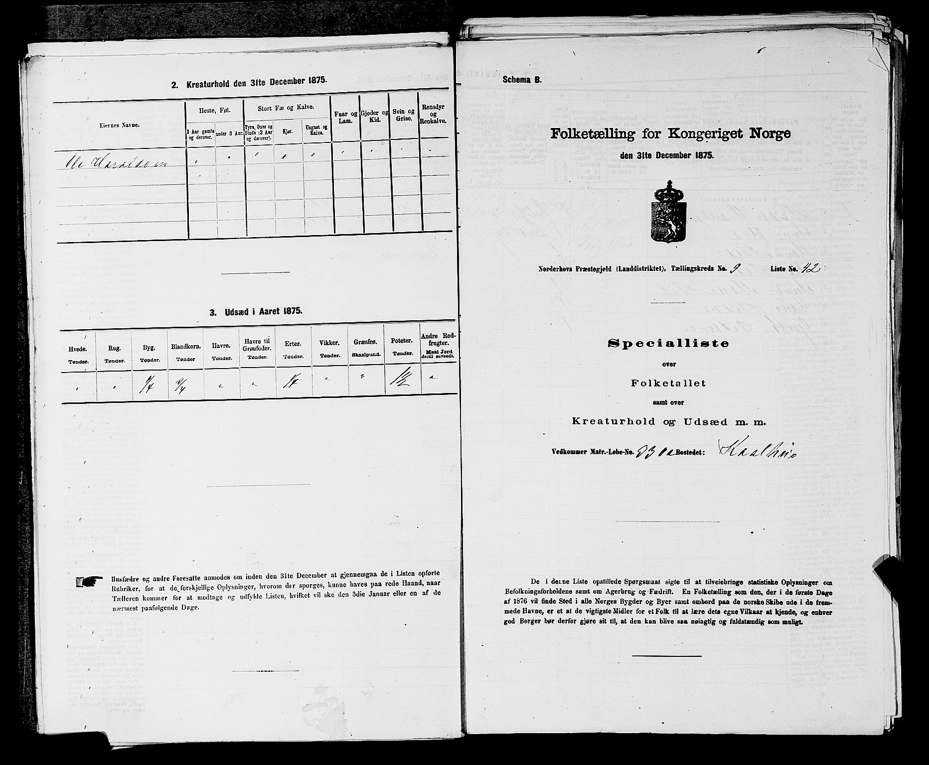 SAKO, 1875 census for 0613L Norderhov/Norderhov, Haug og Lunder, 1875, p. 1740