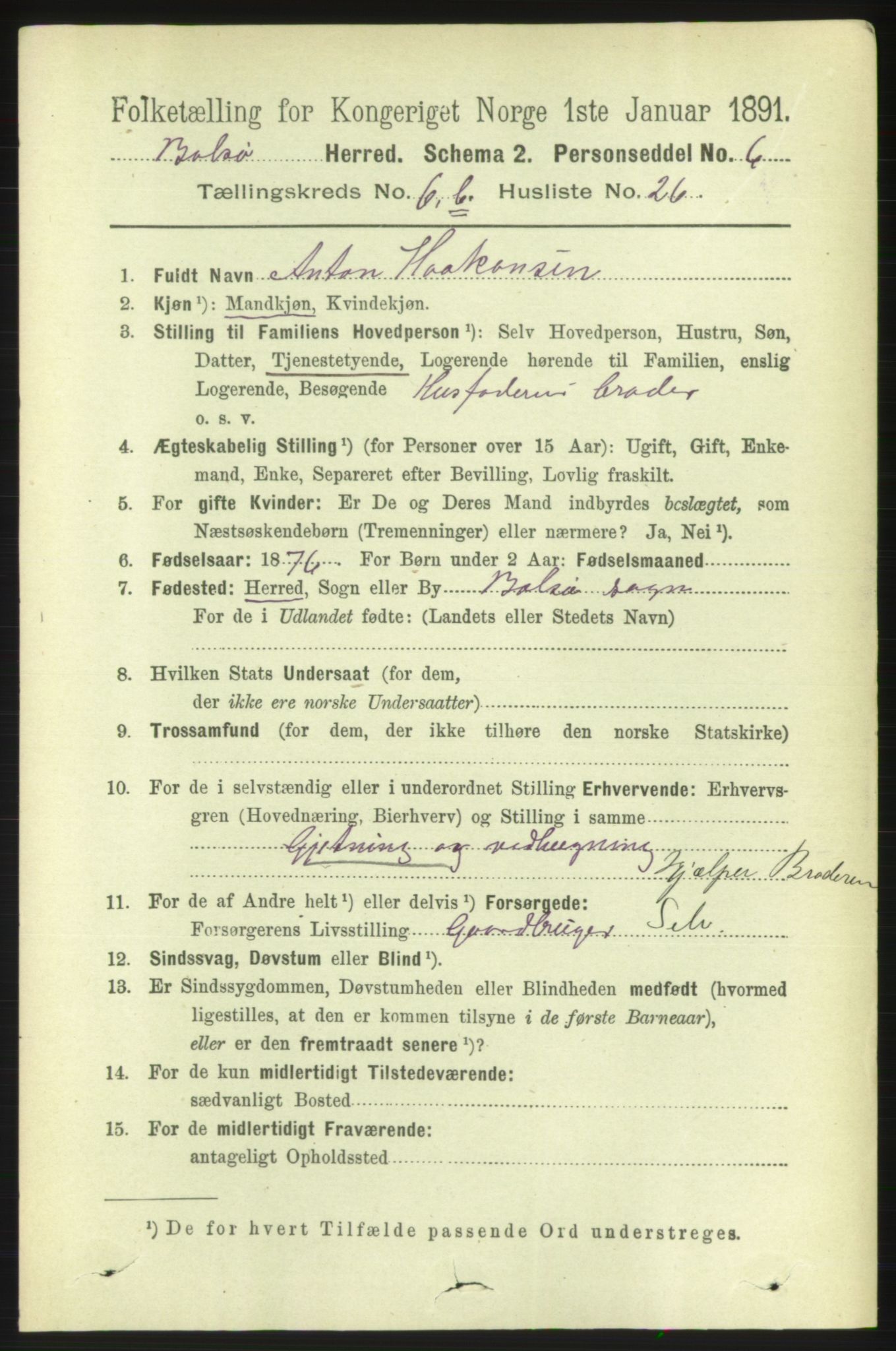 RA, 1891 census for 1544 Bolsøy, 1891, p. 4119