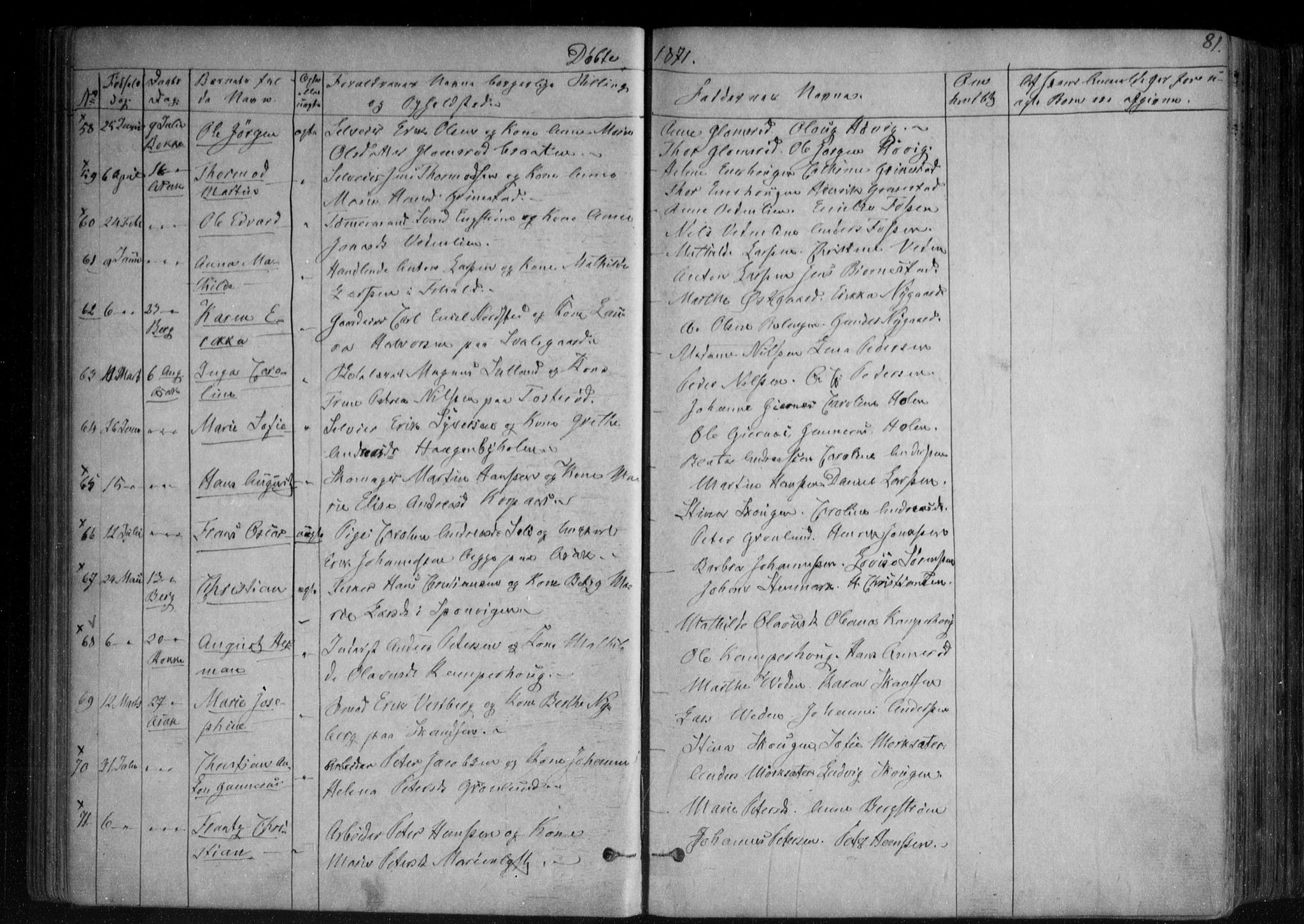 Berg prestekontor Kirkebøker, SAO/A-10902/F/Fa/L0005: Parish register (official) no. I 5, 1861-1877, p. 81