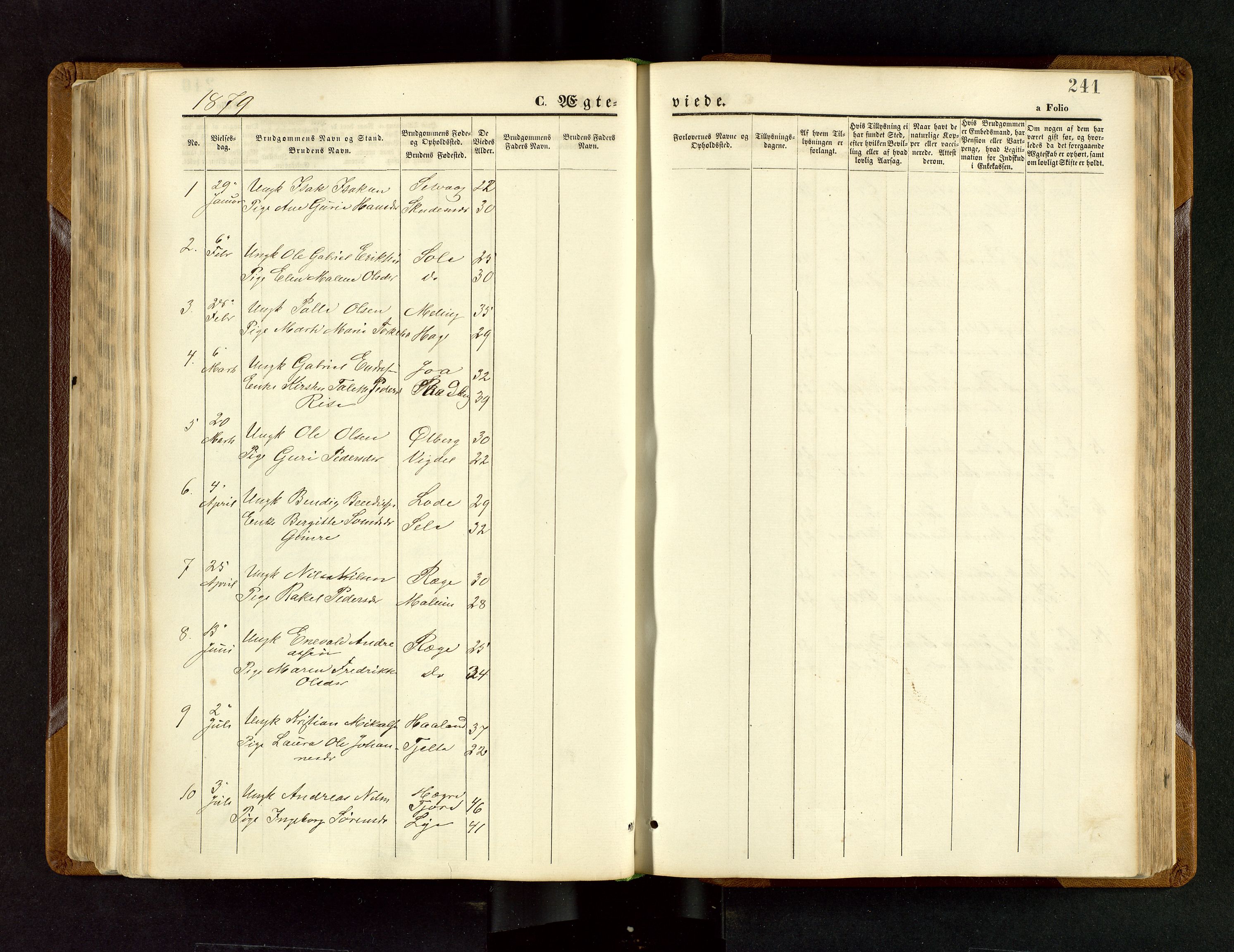 Håland sokneprestkontor, SAST/A-101802/001/30BB/L0003: Parish register (copy) no. B 3, 1873-1893, p. 241