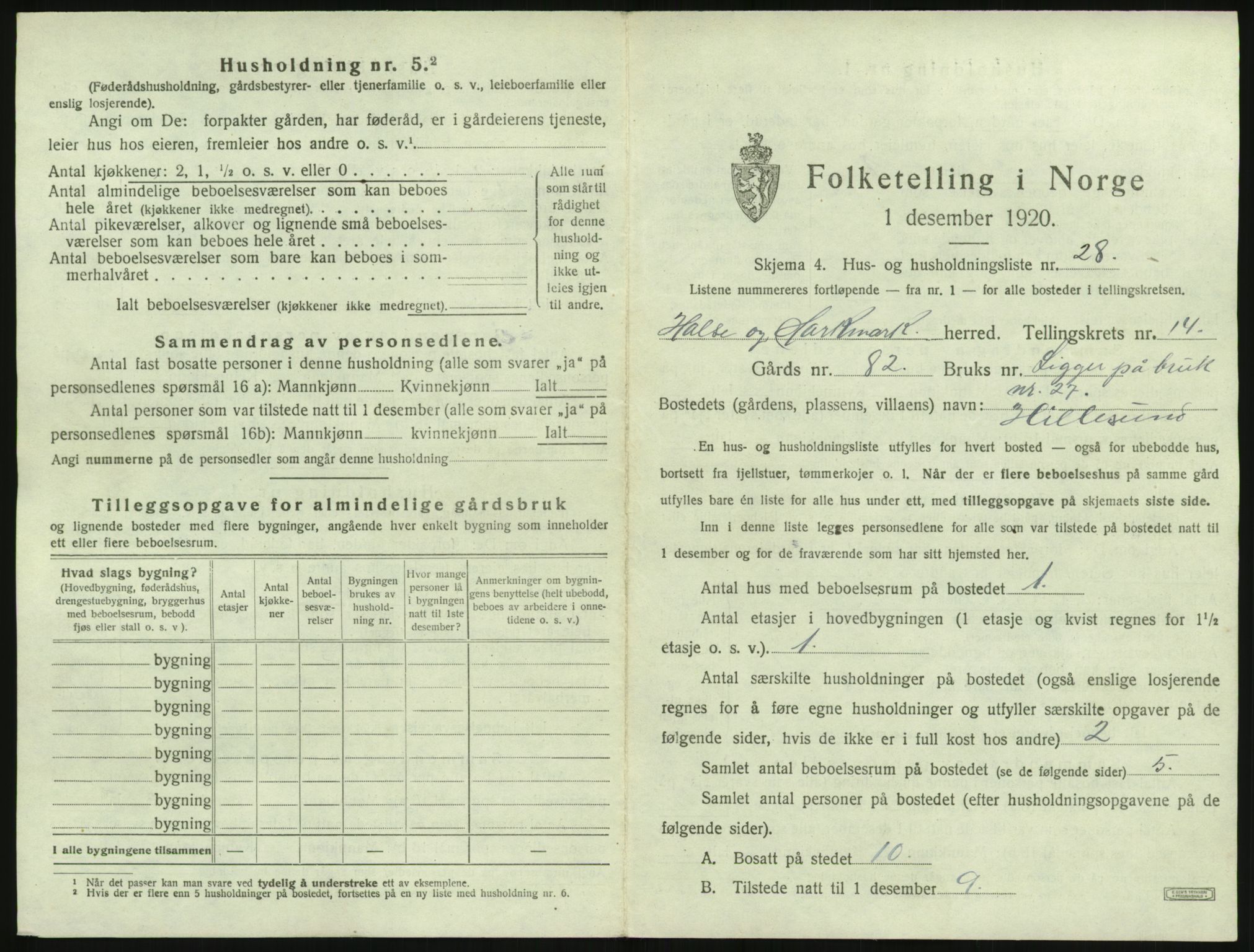 SAK, 1920 census for Halse og Harkmark, 1920, p. 1475