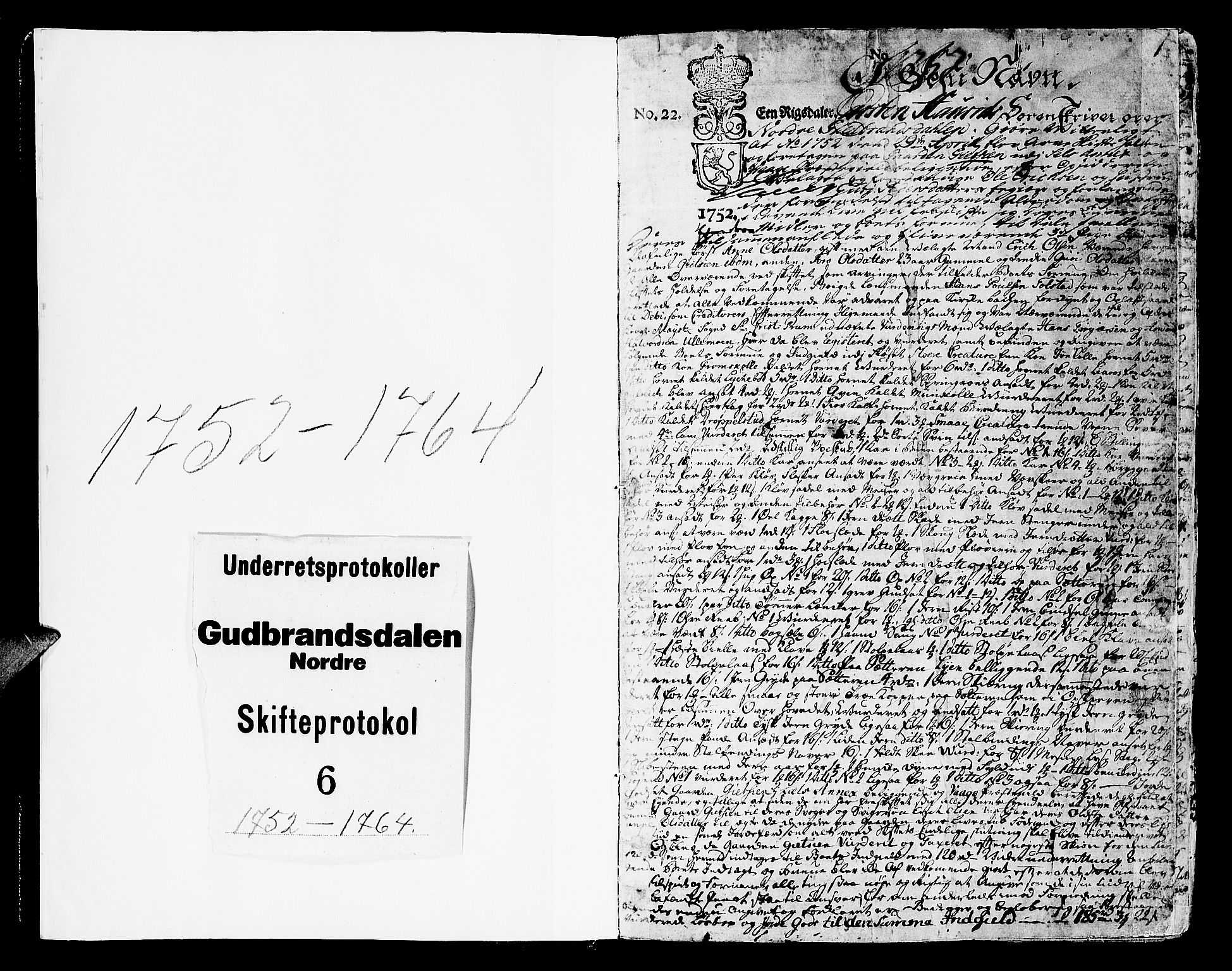 Nord-Gudbrandsdal tingrett, SAH/TING-002/J/Ja/L0002b: Skifteprotokoll, 1752-1764