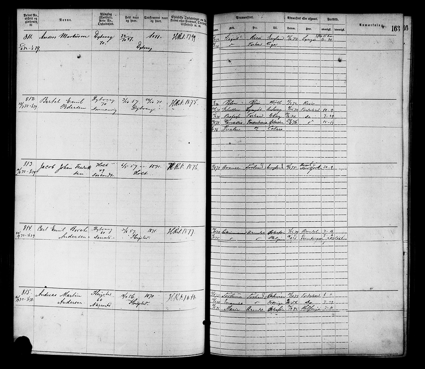 Tvedestrand mønstringskrets, SAK/2031-0011/F/Fa/L0001: Annotasjonsrulle nr 1-1905 med register, R-1, 1866-1886, p. 184