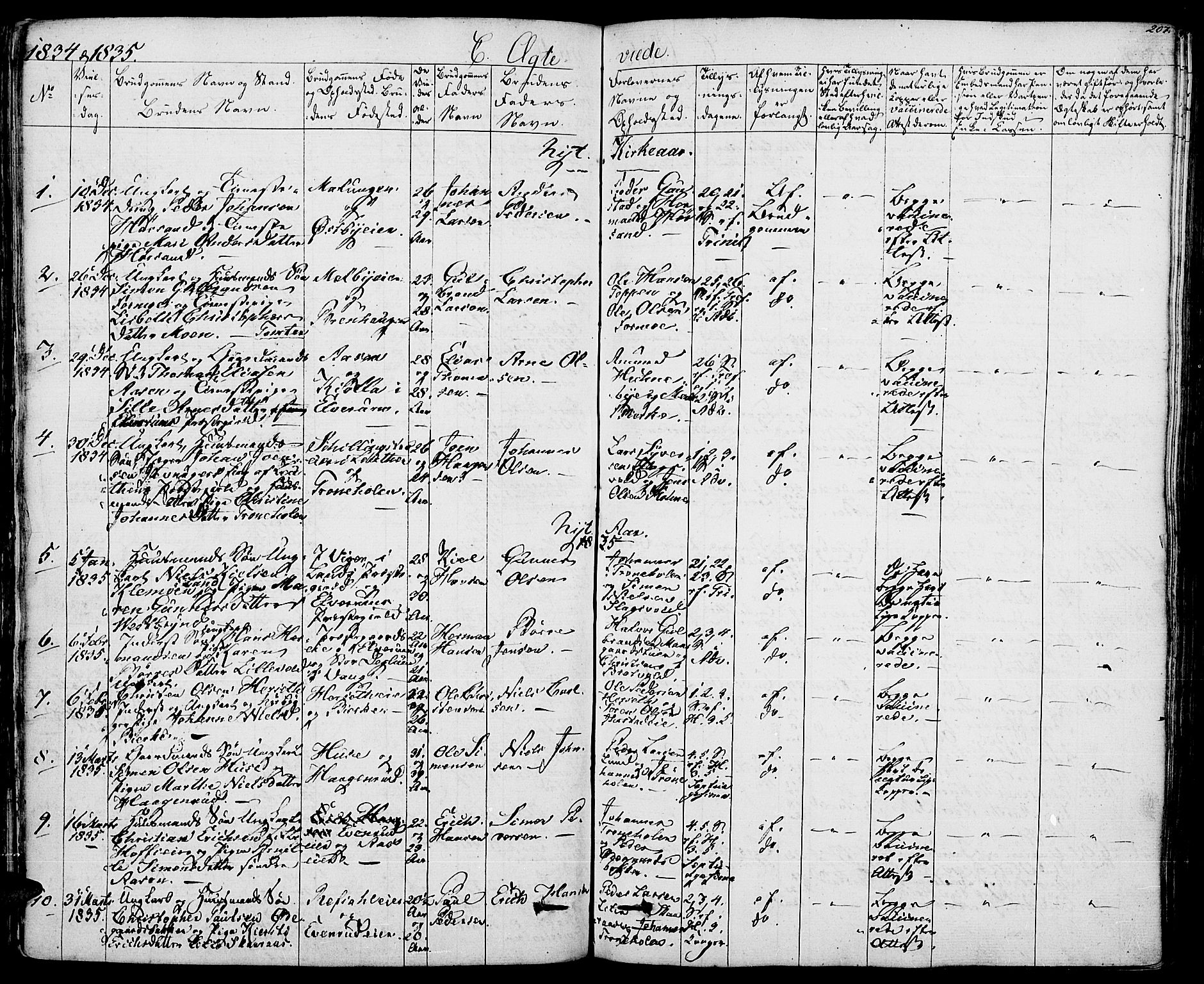 Romedal prestekontor, SAH/PREST-004/K/L0003: Parish register (official) no. 3, 1829-1846, p. 203