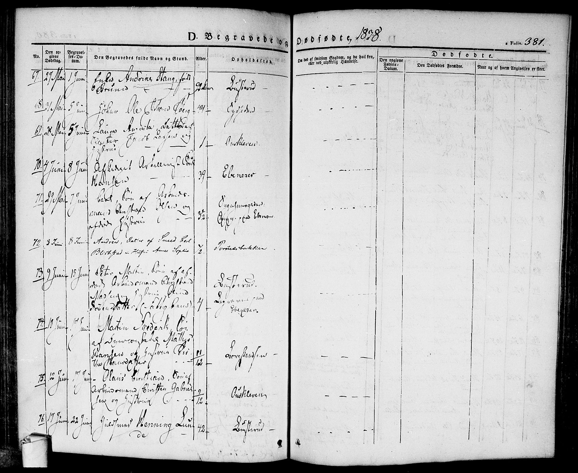 Halden prestekontor Kirkebøker, AV/SAO-A-10909/F/Fa/L0005: Parish register (official) no. I 5, 1834-1845, p. 381