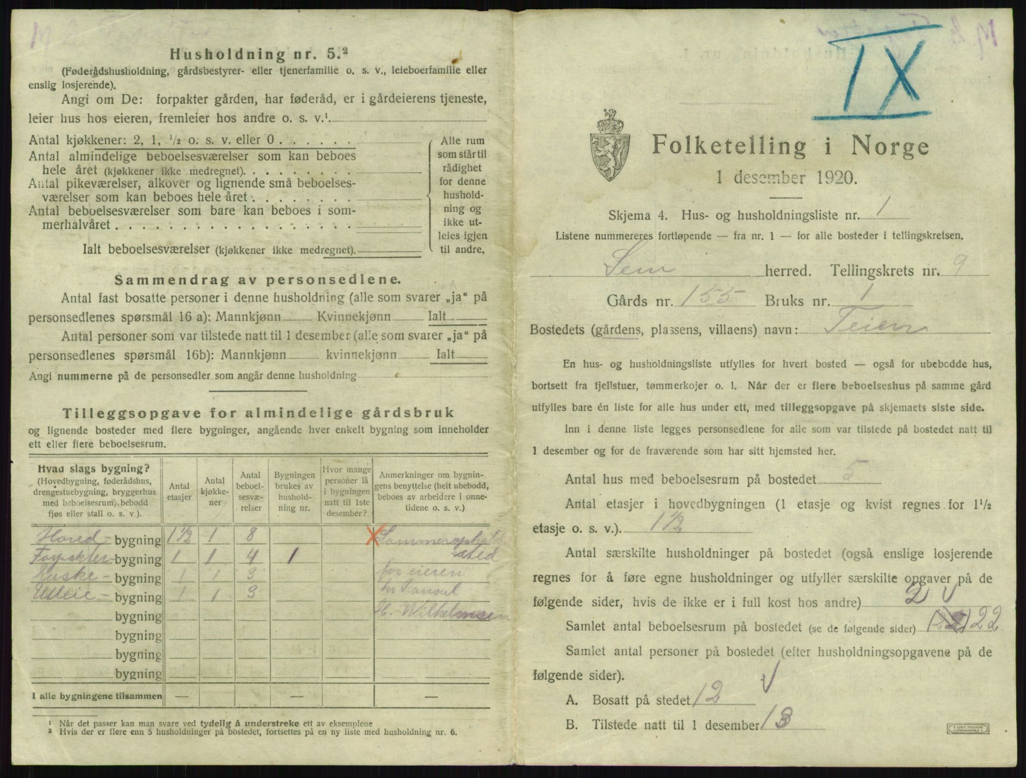 SAKO, 1920 census for Sem, 1920, p. 1956