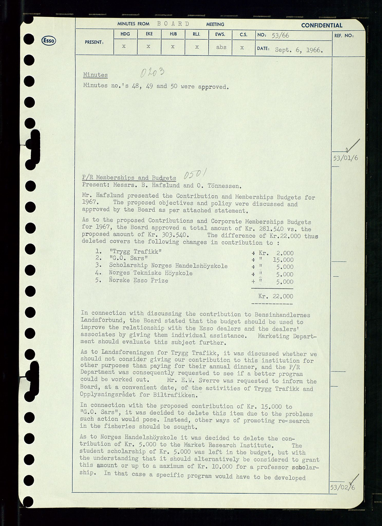 Pa 0982 - Esso Norge A/S, AV/SAST-A-100448/A/Aa/L0002/0002: Den administrerende direksjon Board minutes (styrereferater) / Den administrerende direksjon Board minutes (styrereferater), 1966, p. 110