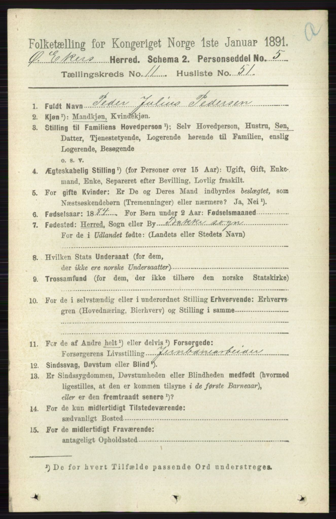 RA, 1891 census for 0624 Øvre Eiker, 1891, p. 4920