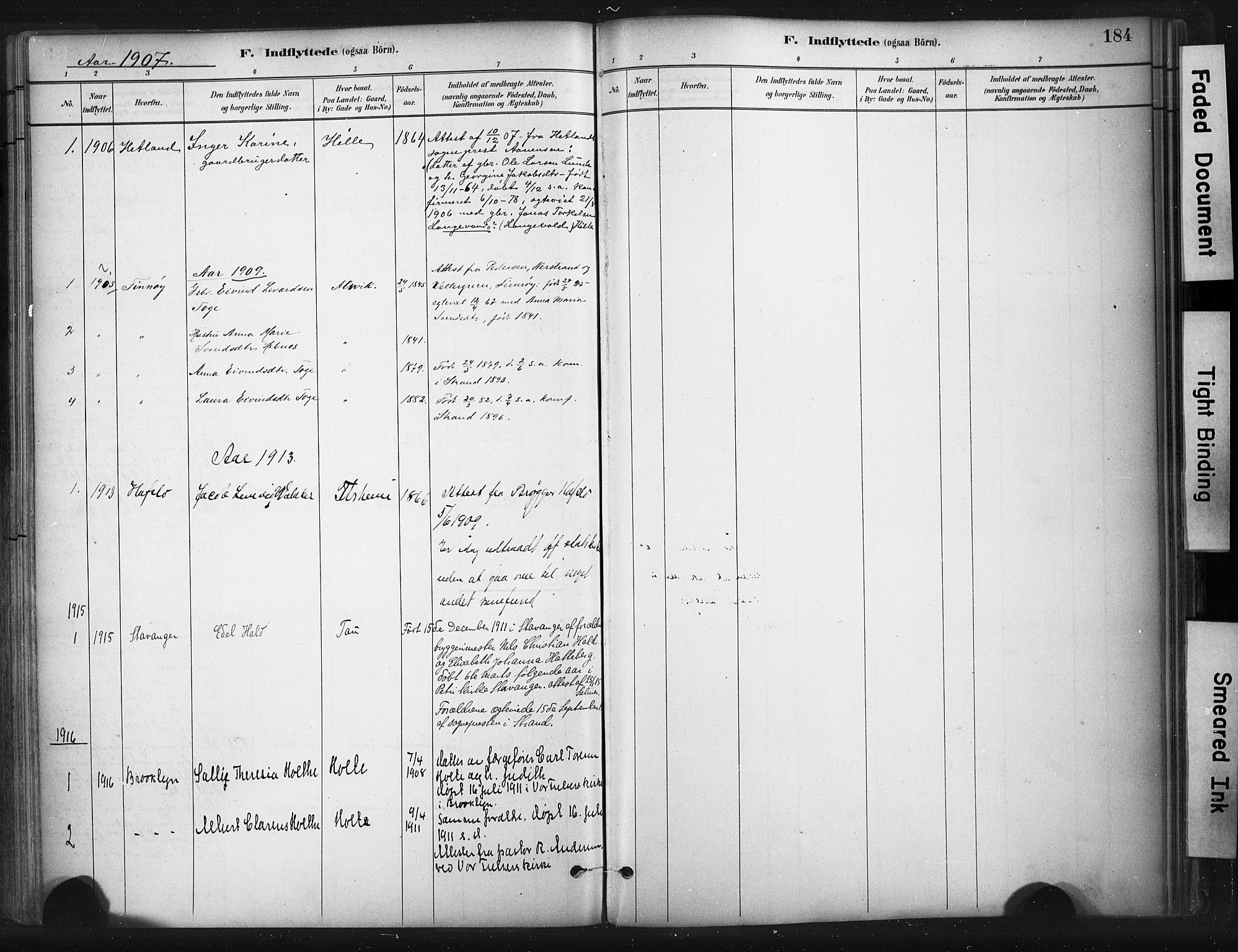 Strand sokneprestkontor, SAST/A-101828/H/Ha/Haa/L0010: Parish register (official) no. A 10, 1882-1929, p. 184