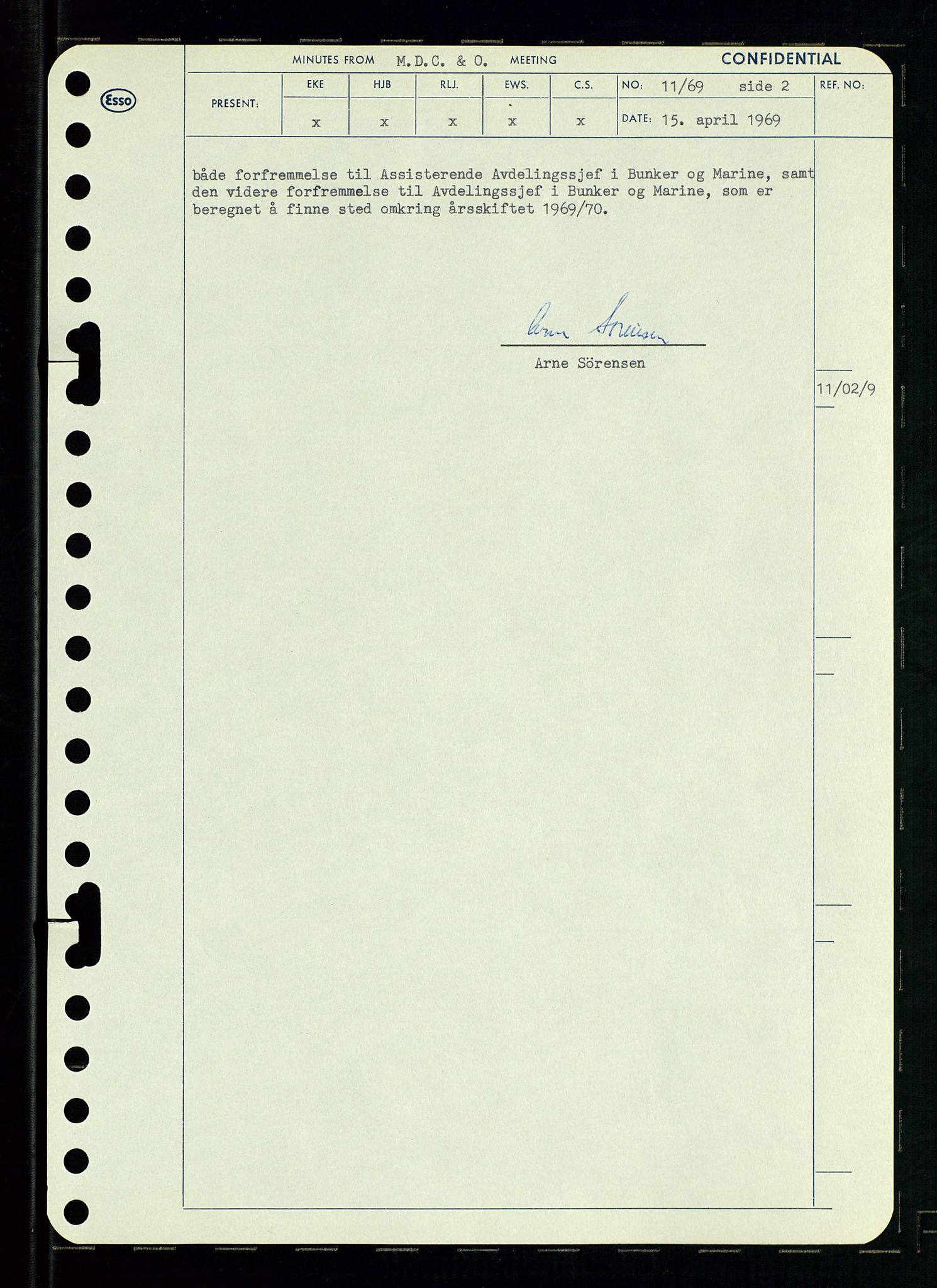 Pa 0982 - Esso Norge A/S, SAST/A-100448/A/Aa/L0003/0001: Den administrerende direksjon Board minutes (styrereferater) og Bedriftforsamlingsprotokoll / Den administrerende direksjon Board minutes (styrereferater), 1969, p. 147