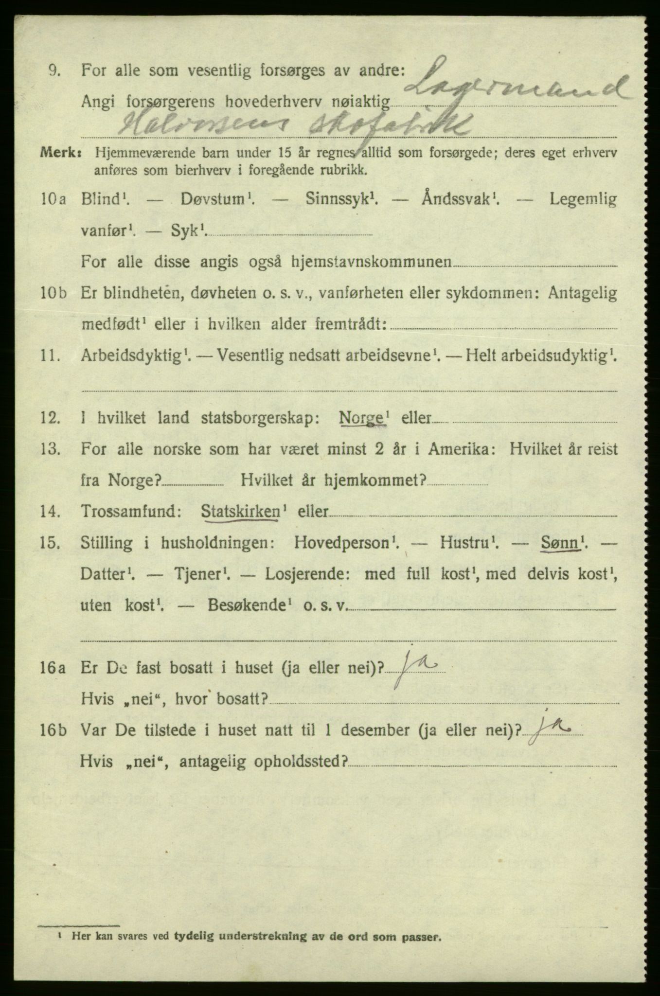 SAO, 1920 census for Fredrikshald, 1920, p. 10907