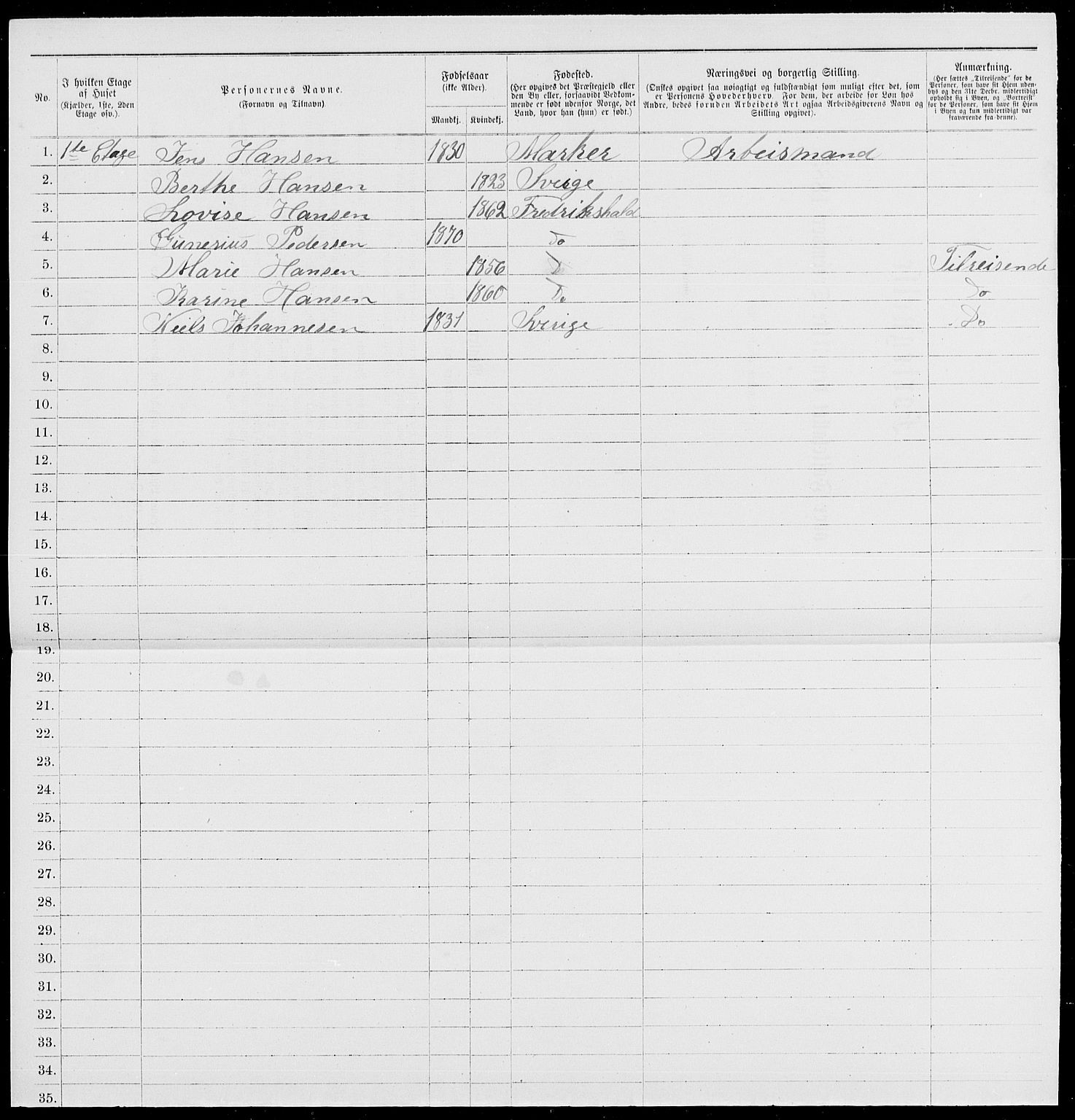 RA, 1885 census for 0101 Fredrikshald, 1885, p. 1323