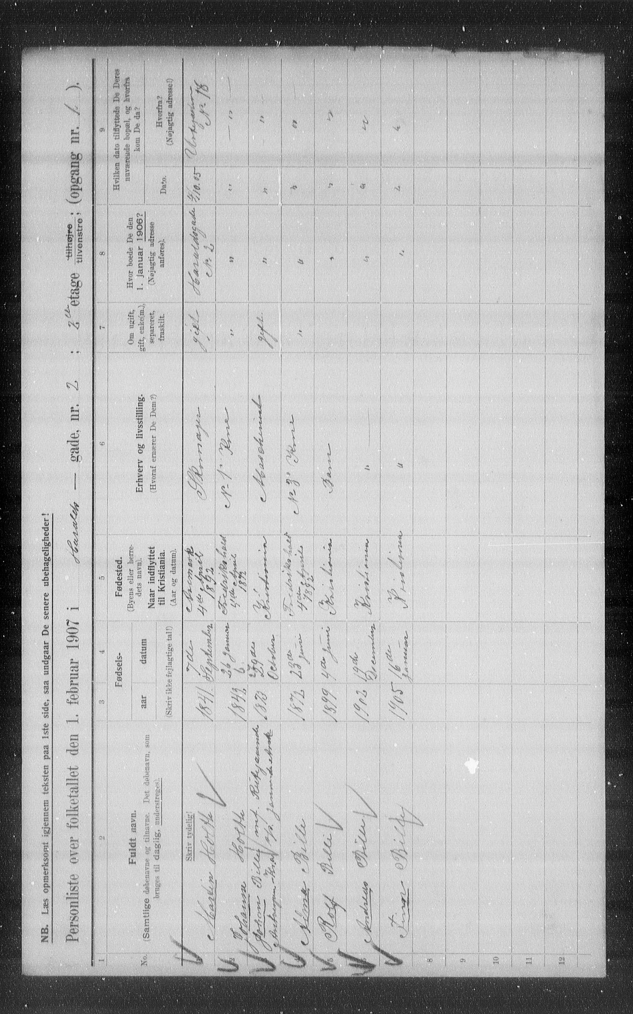 OBA, Municipal Census 1907 for Kristiania, 1907, p. 17957