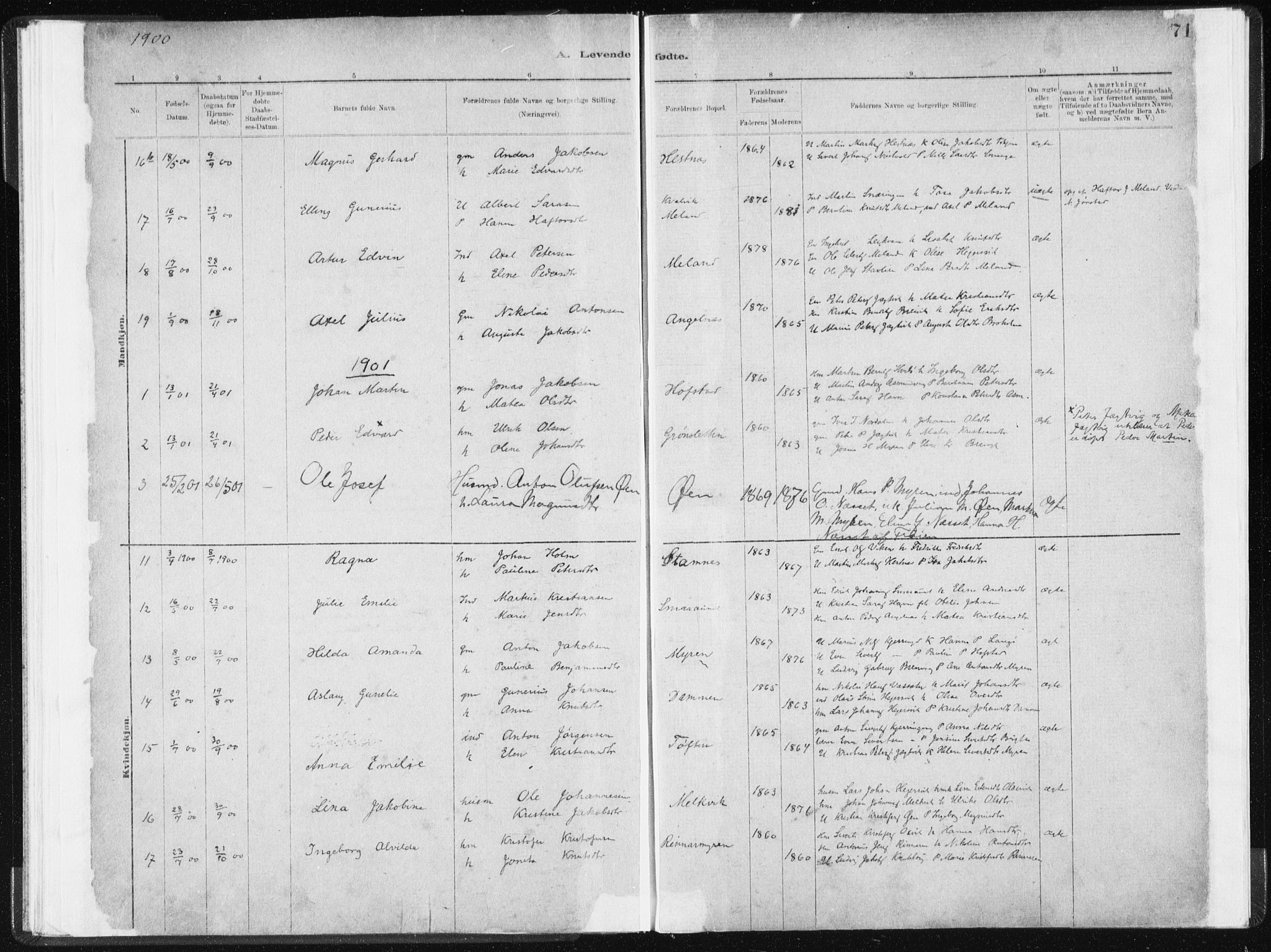 Ministerialprotokoller, klokkerbøker og fødselsregistre - Sør-Trøndelag, SAT/A-1456/634/L0533: Parish register (official) no. 634A09, 1882-1901, p. 71