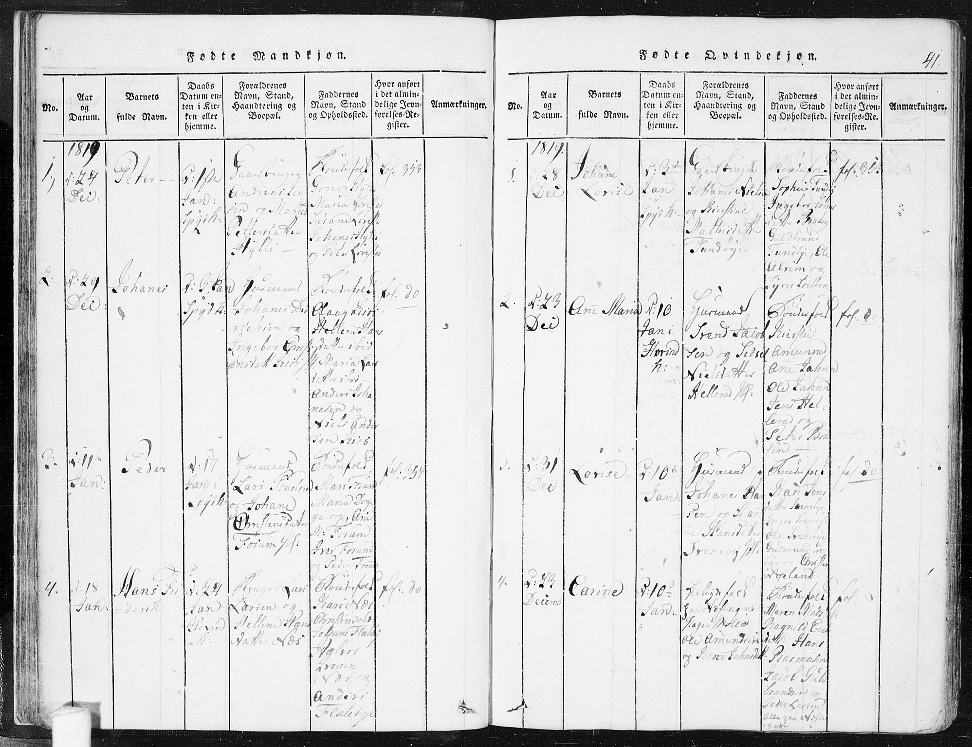 Spydeberg prestekontor Kirkebøker, AV/SAO-A-10924/F/Fa/L0004: Parish register (official) no. I 4, 1814-1841, p. 41