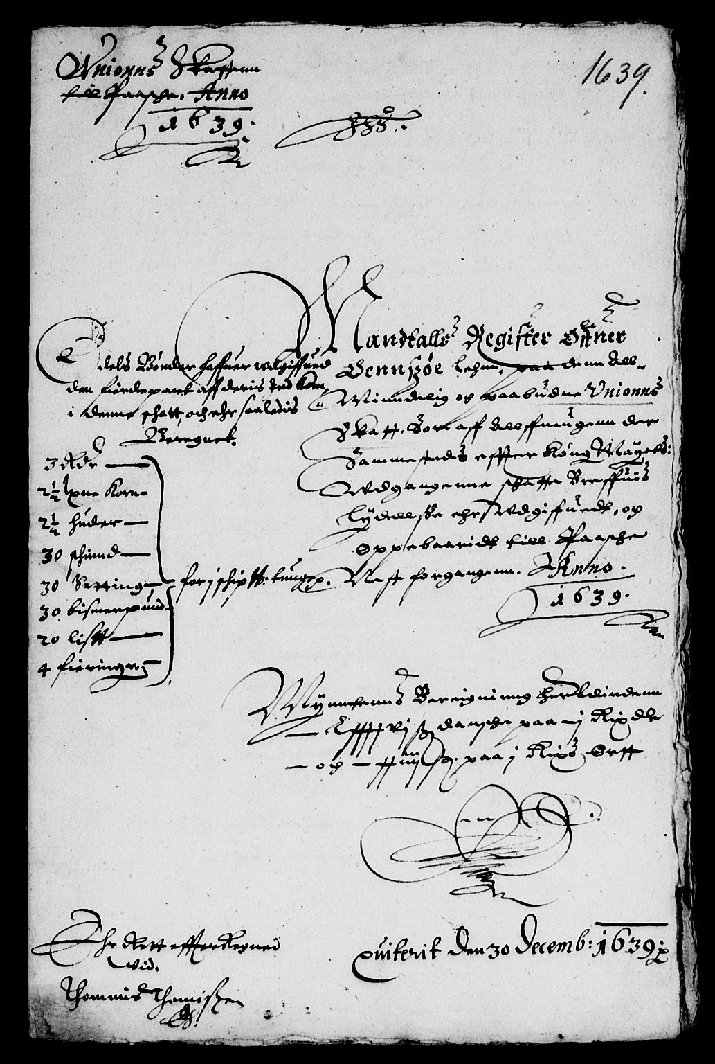 Rentekammeret inntil 1814, Reviderte regnskaper, Lensregnskaper, AV/RA-EA-5023/R/Rb/Rbe/L0001: Onsøy len, 1626-1639