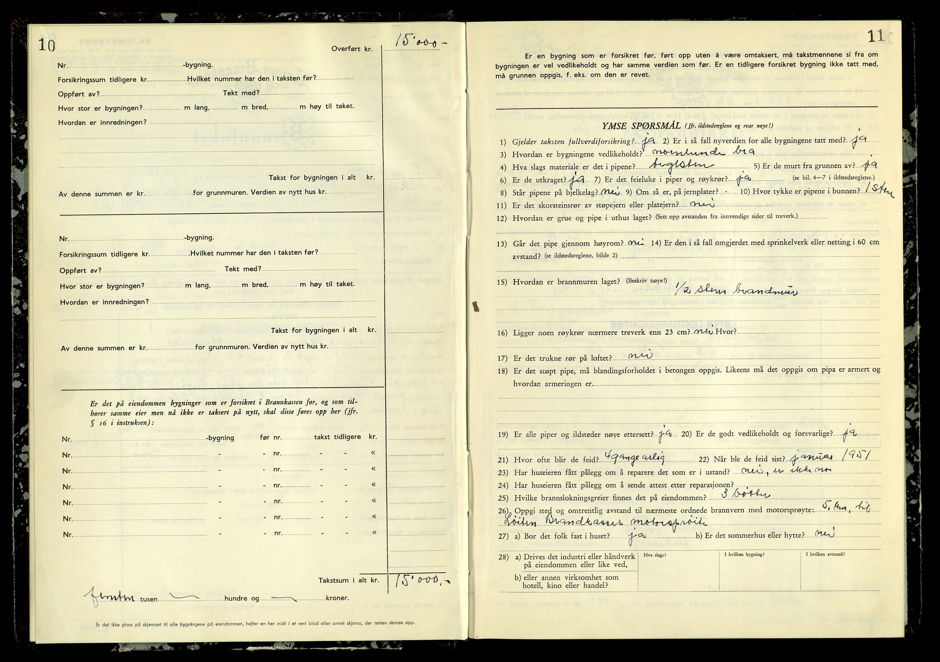 Norges Brannkasse, Løten, AV/SAH-NBRANL-007/F/L0006: Branntakstprotokoll, 1951-1954, p. 10-11