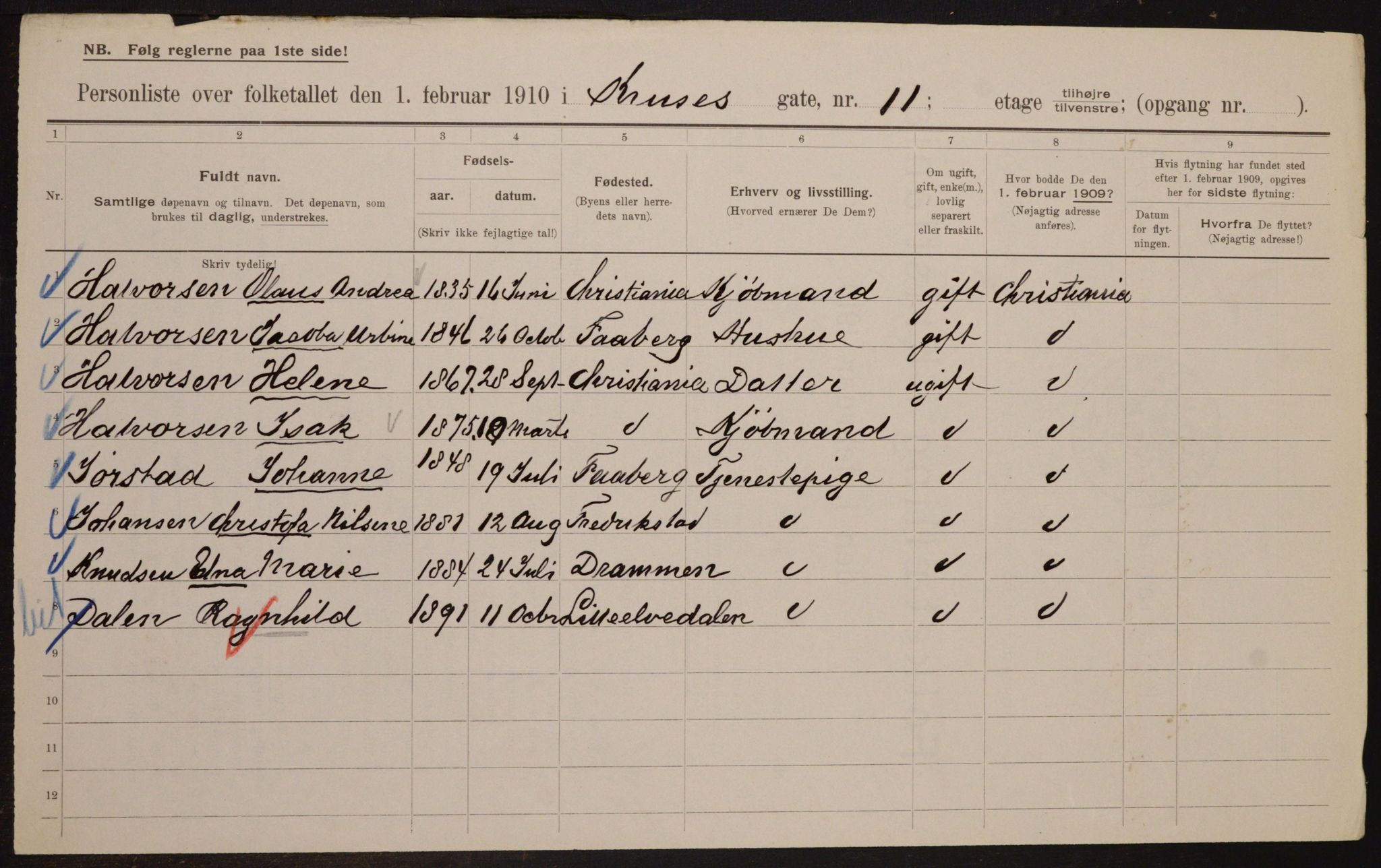 OBA, Municipal Census 1910 for Kristiania, 1910, p. 53359