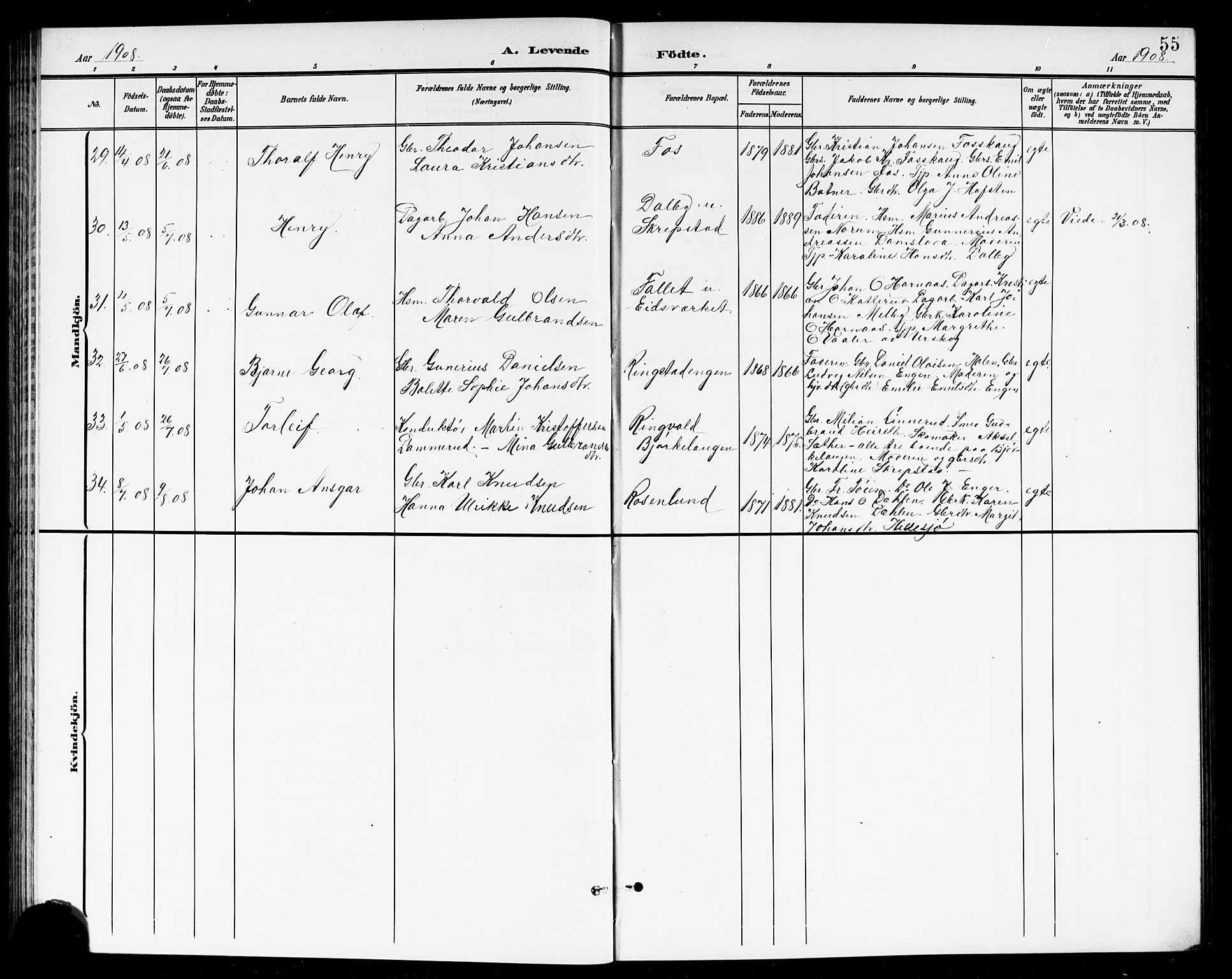 Høland prestekontor Kirkebøker, AV/SAO-A-10346a/G/Ga/L0007: Parish register (copy) no. I 7, 1902-1914, p. 55