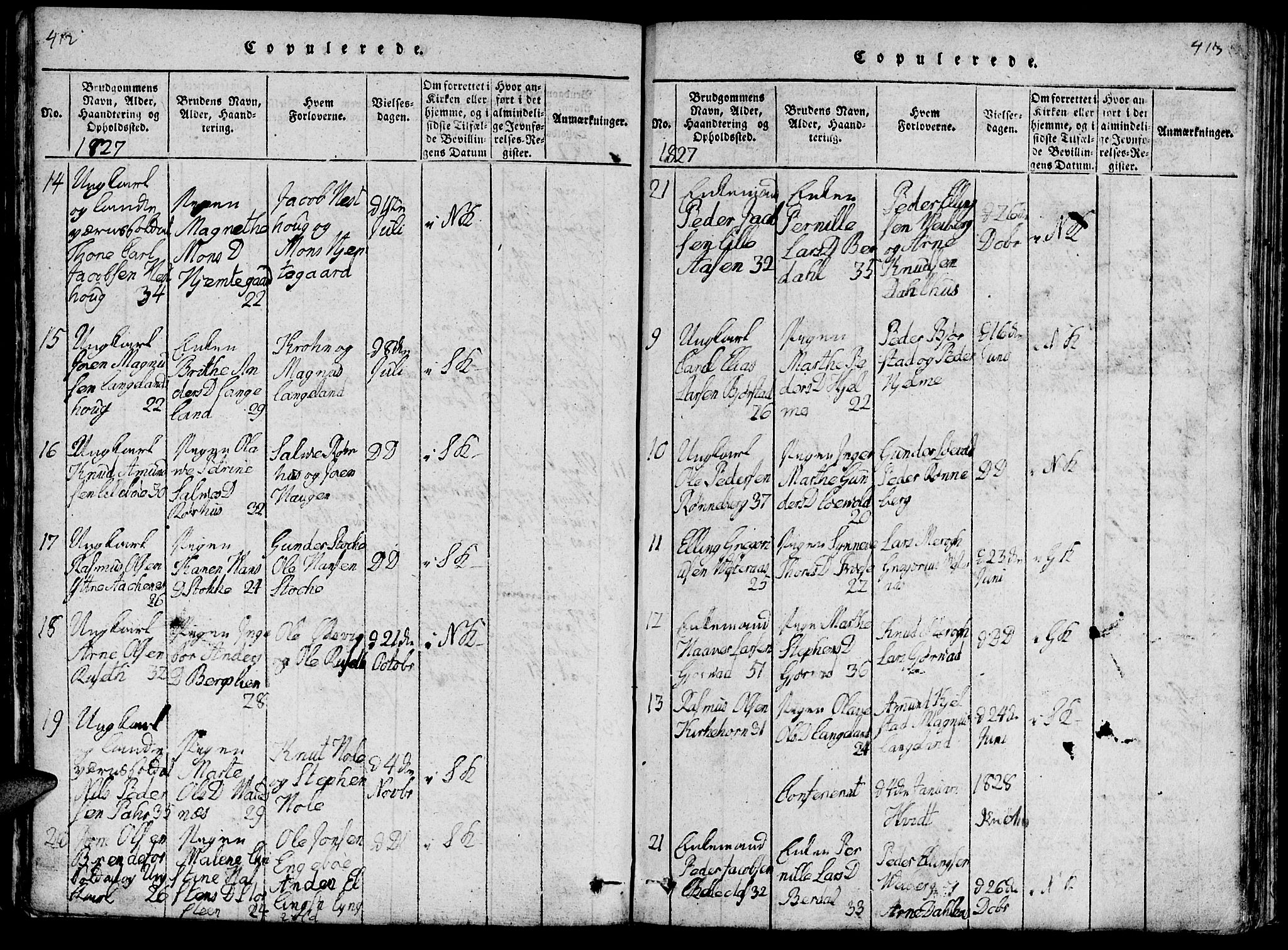 Ministerialprotokoller, klokkerbøker og fødselsregistre - Møre og Romsdal, AV/SAT-A-1454/519/L0260: Parish register (copy) no. 519C01, 1817-1829, p. 412-413