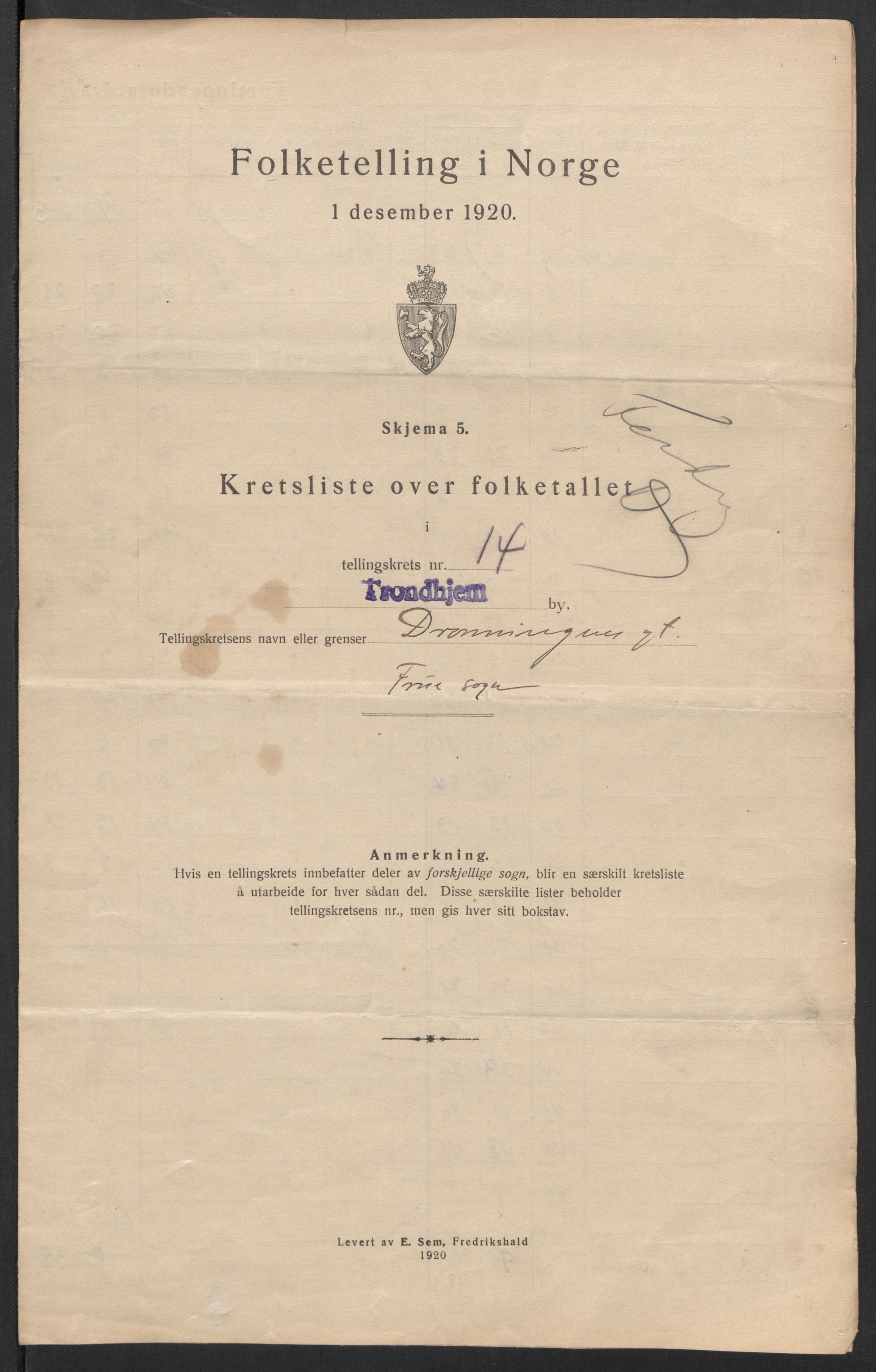 SAT, 1920 census for Trondheim, 1920, p. 53