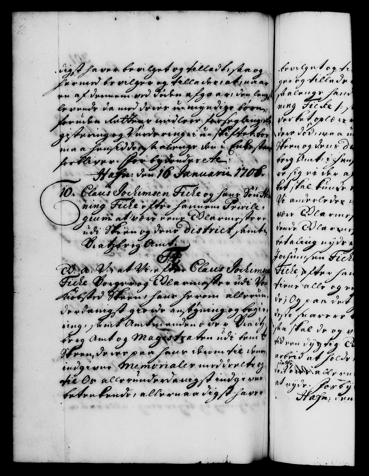 Danske Kanselli 1572-1799, RA/EA-3023/F/Fc/Fca/Fcaa/L0019: Norske registre, 1704-1707, p. 301b