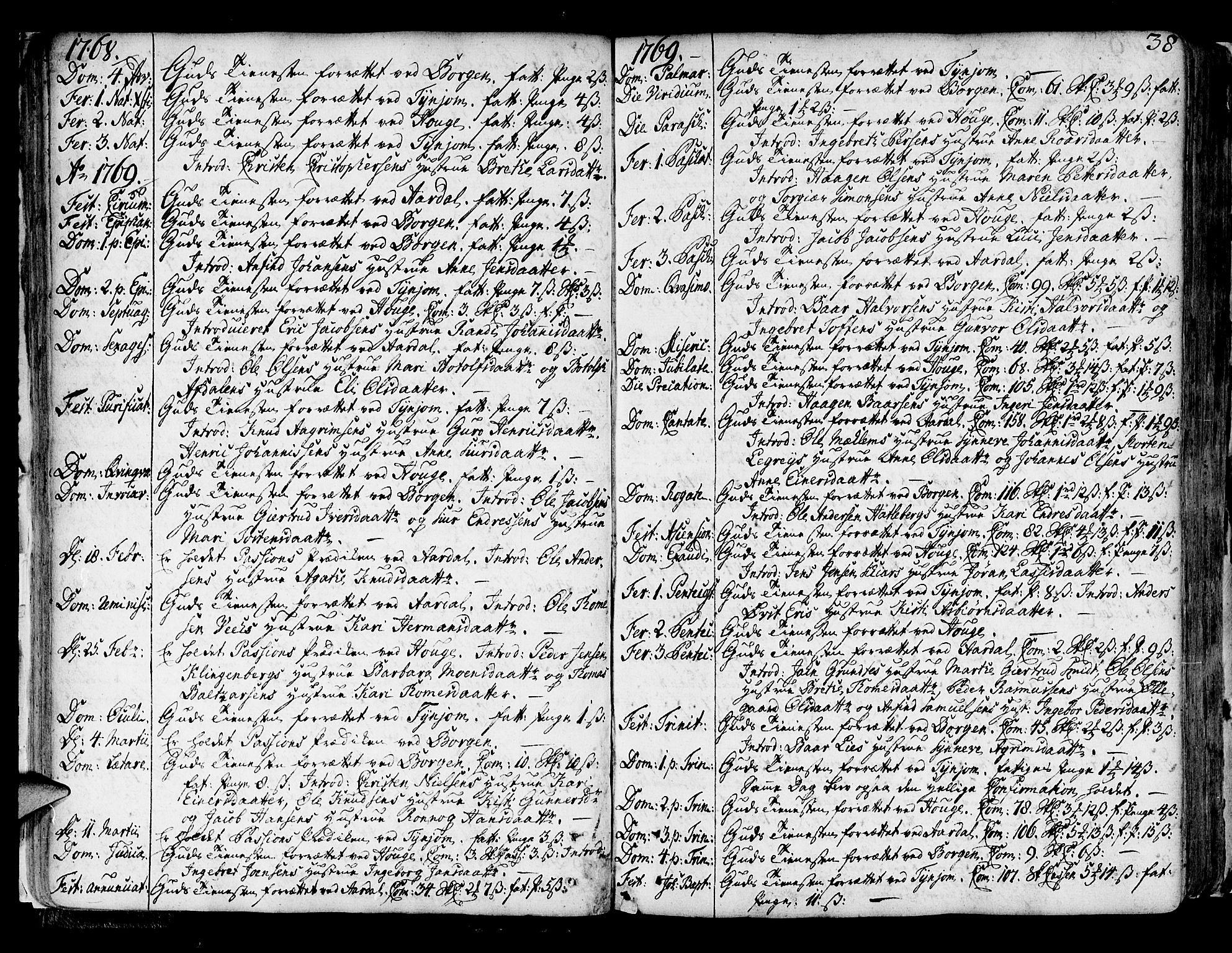 Lærdal sokneprestembete, AV/SAB-A-81201: Parish register (official) no. A 2, 1752-1782, p. 38