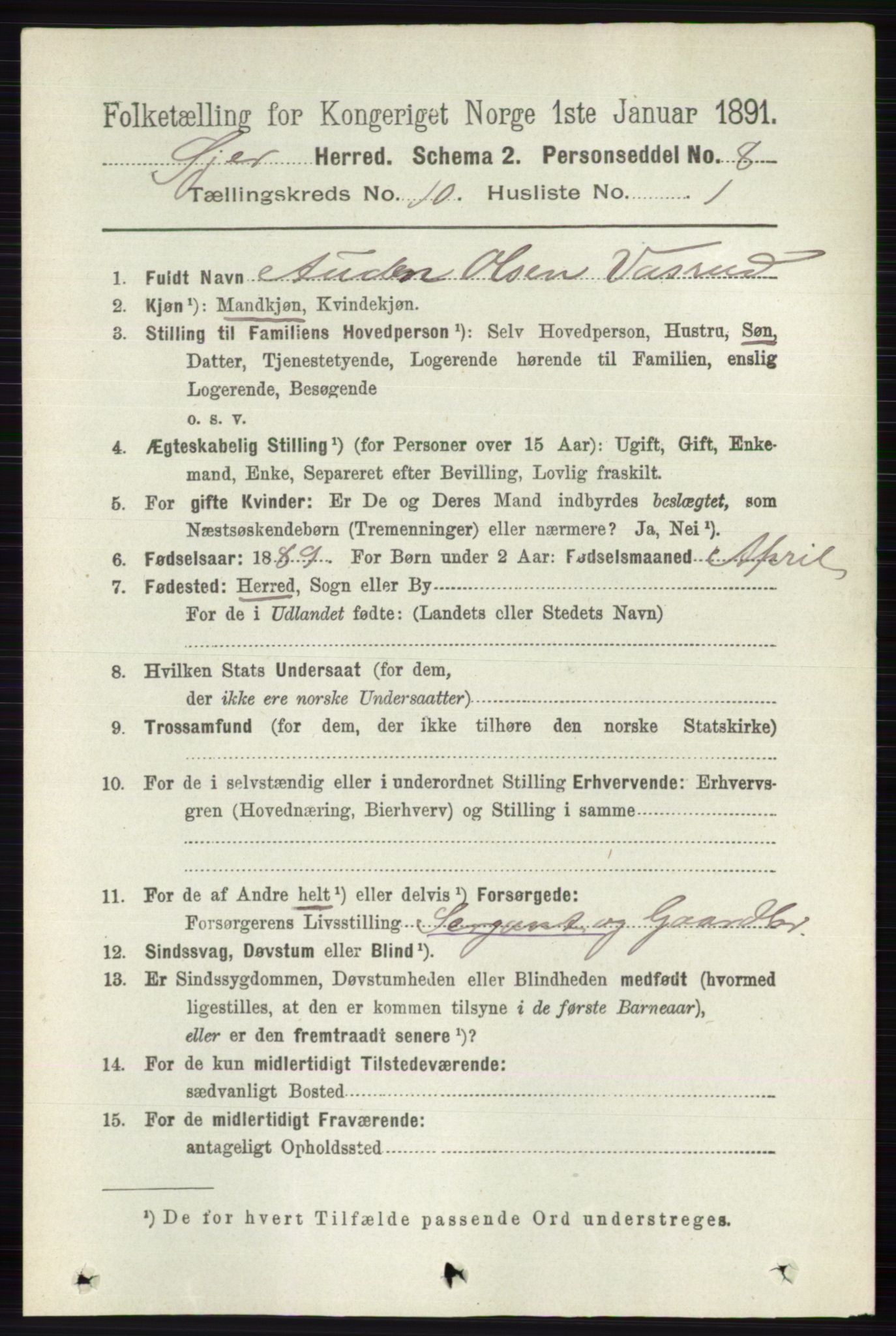 RA, 1891 census for 0521 Øyer, 1891, p. 3571