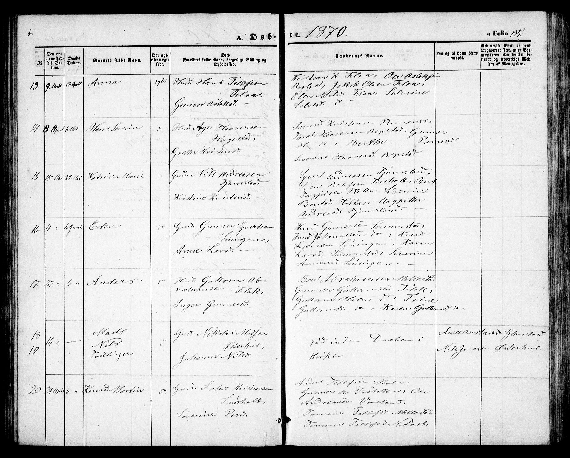 Birkenes sokneprestkontor, AV/SAK-1111-0004/F/Fb/L0002: Parish register (copy) no. B 2, 1849-1876, p. 135