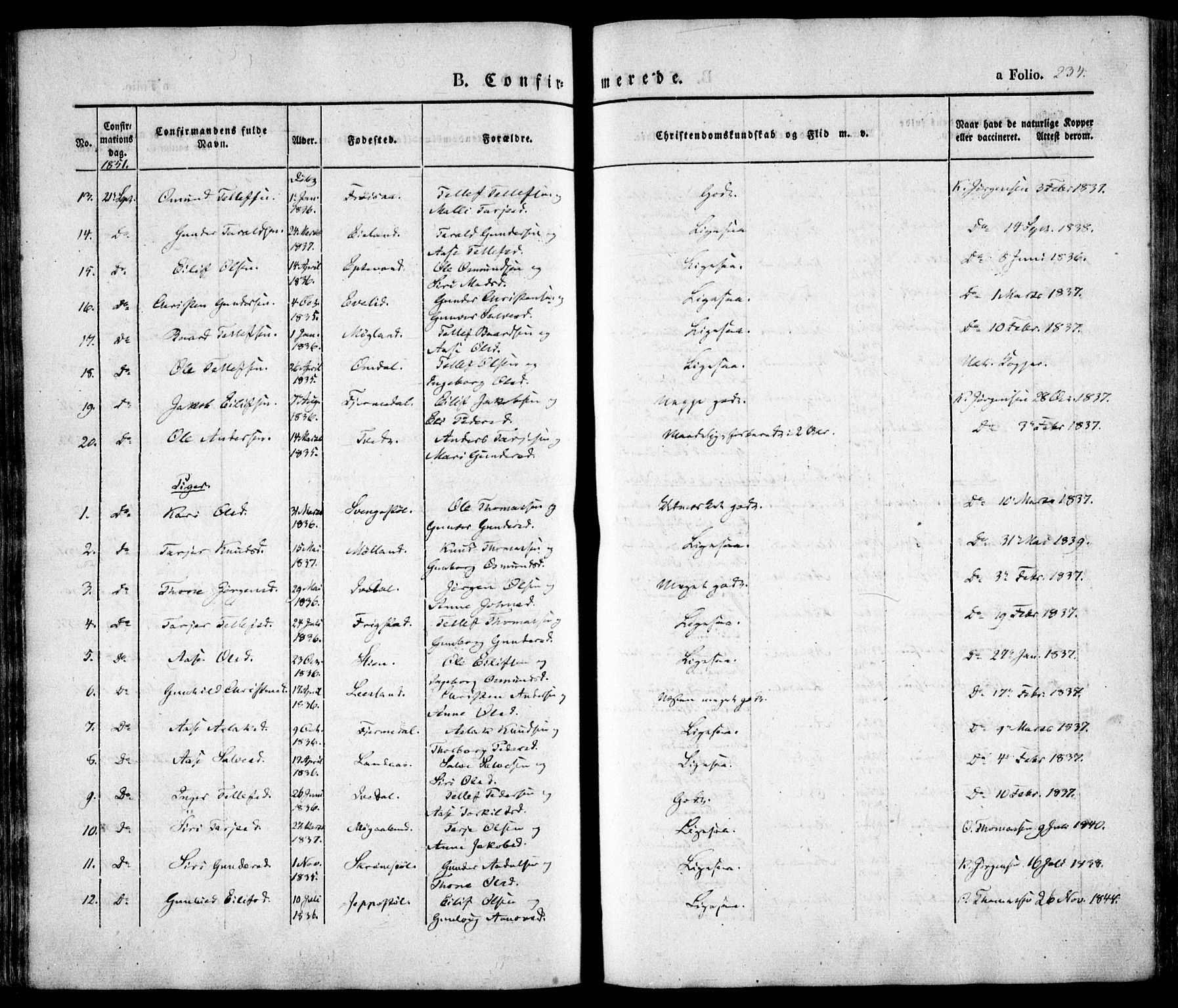 Evje sokneprestkontor, AV/SAK-1111-0008/F/Fa/Faa/L0005: Parish register (official) no. A 5, 1843-1865, p. 235