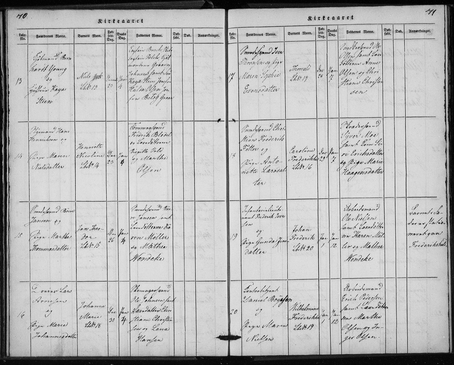 Rikshospitalet prestekontor Kirkebøker, AV/SAO-A-10309b/K/L0001/0001: Baptism register no. 1.1, 1834-1842, p. 70-71