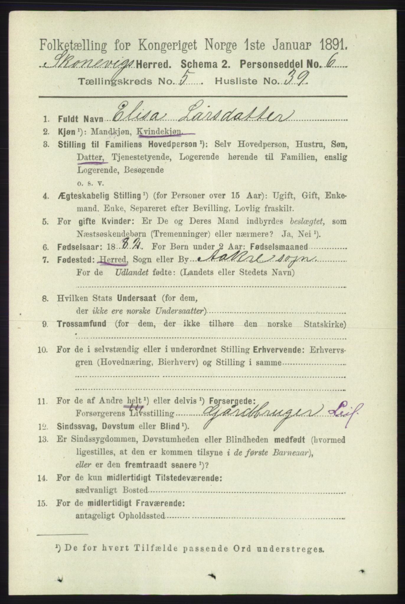 RA, 1891 census for 1212 Skånevik, 1891, p. 1478