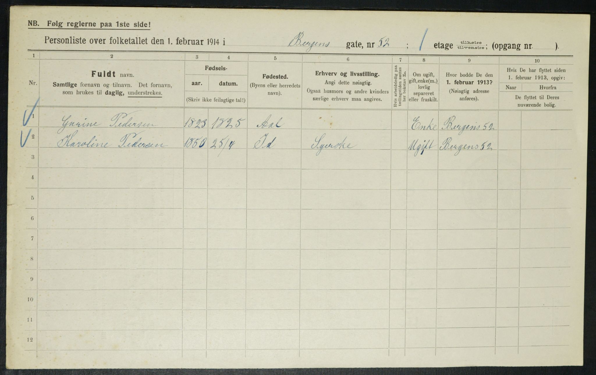 OBA, Municipal Census 1914 for Kristiania, 1914, p. 4009