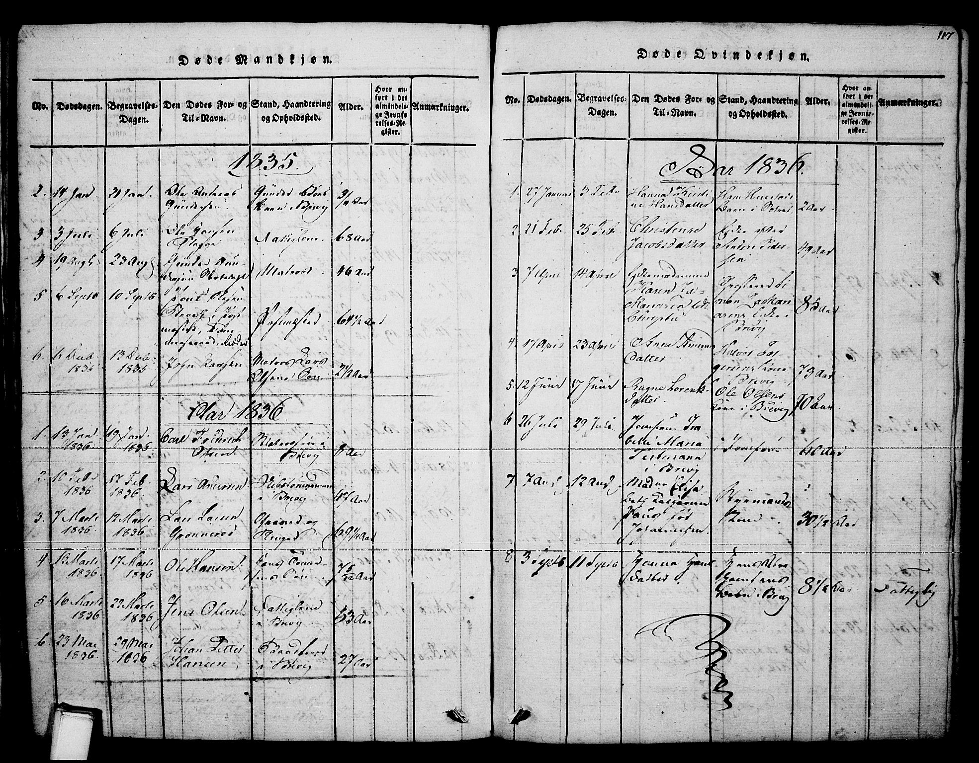 Brevik kirkebøker, SAKO/A-255/F/Fa/L0004: Parish register (official) no. 4, 1814-1846, p. 117