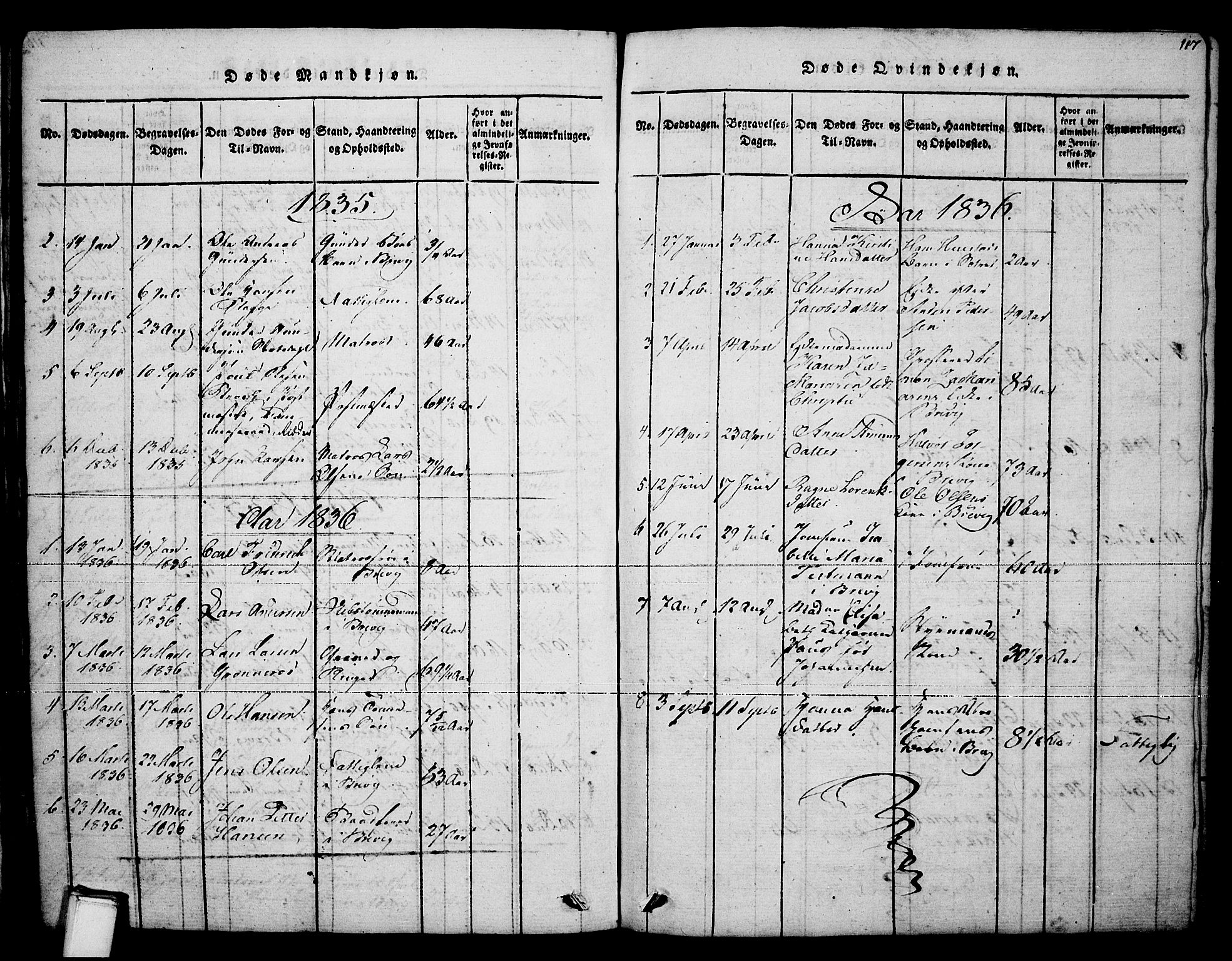 Brevik kirkebøker, AV/SAKO-A-255/F/Fa/L0004: Parish register (official) no. 4, 1814-1846, p. 117