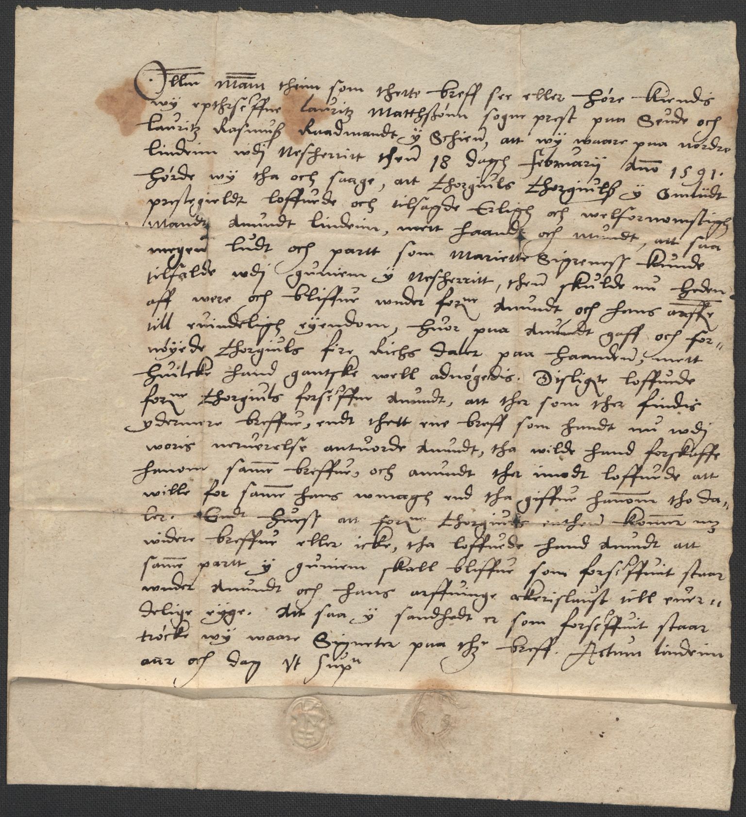 Riksarkivets diplomsamling, AV/RA-EA-5965/F02/L0093: Dokumenter, 1591, p. 31