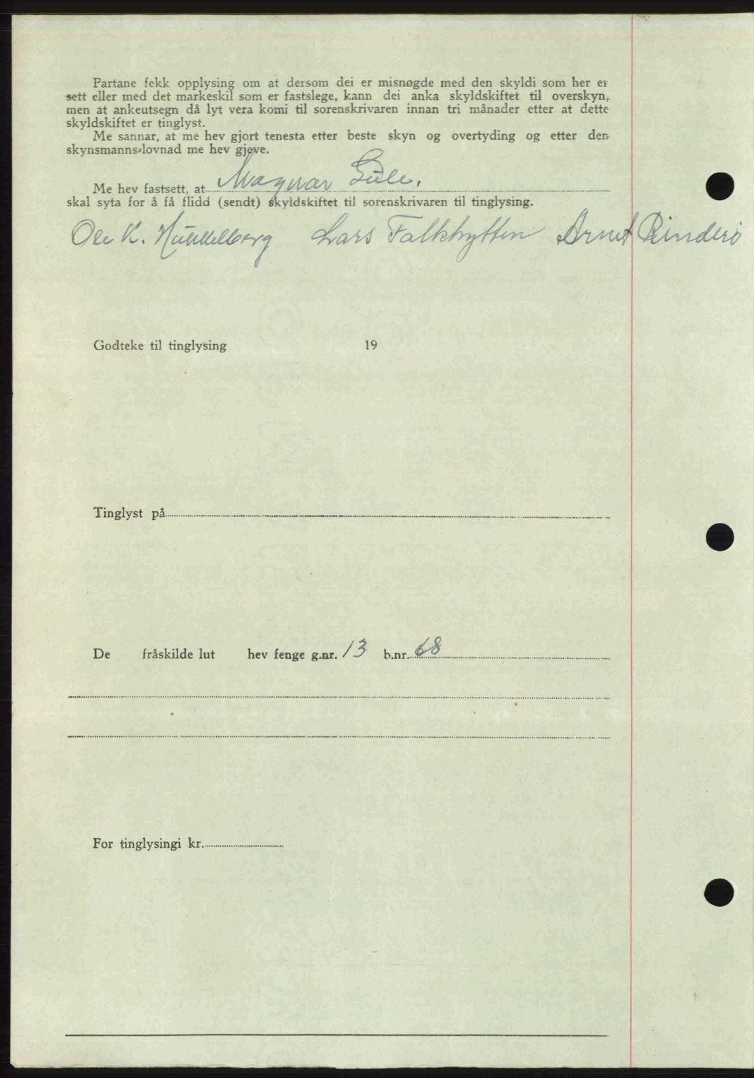 Romsdal sorenskriveri, AV/SAT-A-4149/1/2/2C: Mortgage book no. A23, 1947-1947, Diary no: : 1345/1947