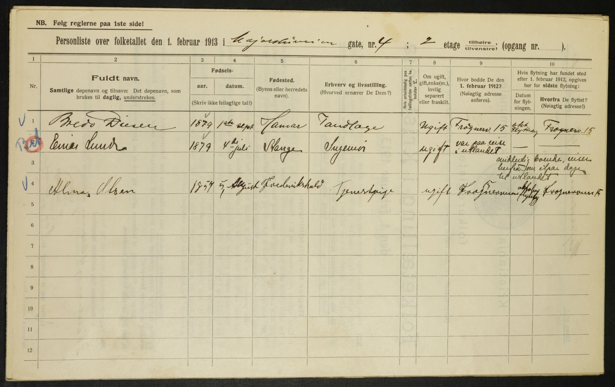 OBA, Municipal Census 1913 for Kristiania, 1913, p. 59404