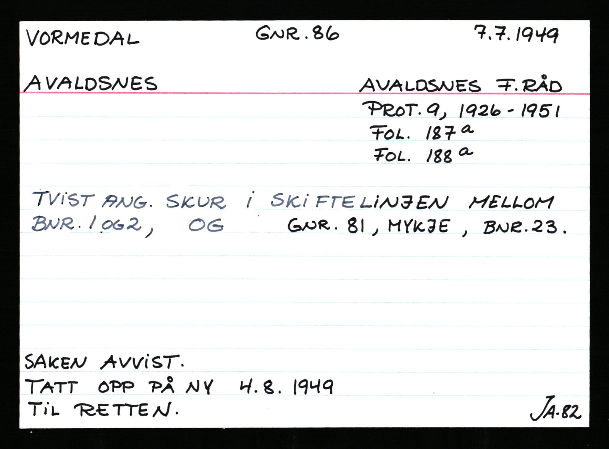 Statsarkivet i Stavanger, AV/SAST-A-101971/03/Y/Ym/L0068: Åstedskort sortert etter gårdsnavn: Vormedal - Ytrevold, 1600-1950, p. 8
