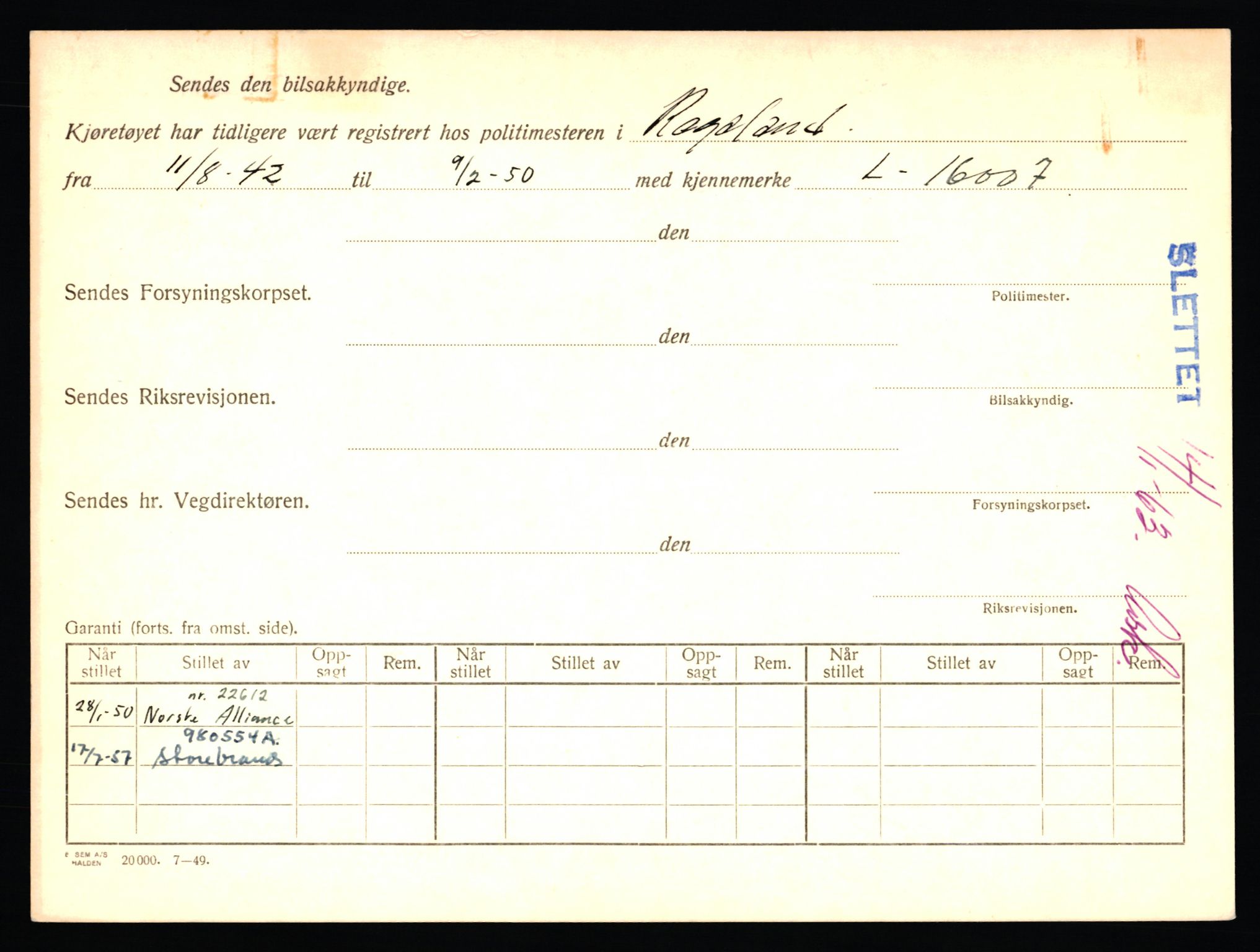 Stavanger trafikkstasjon, AV/SAST-A-101942/0/F/L0042: L-24600 - L-25233, 1930-1971, p. 998