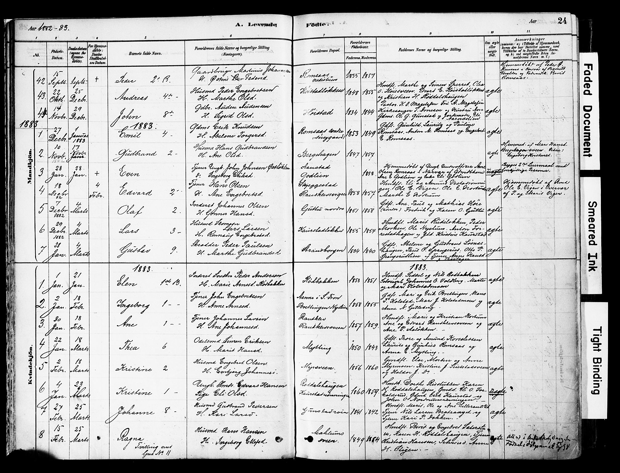 Ringebu prestekontor, AV/SAH-PREST-082/H/Ha/Haa/L0008: Parish register (official) no. 8, 1878-1898, p. 24