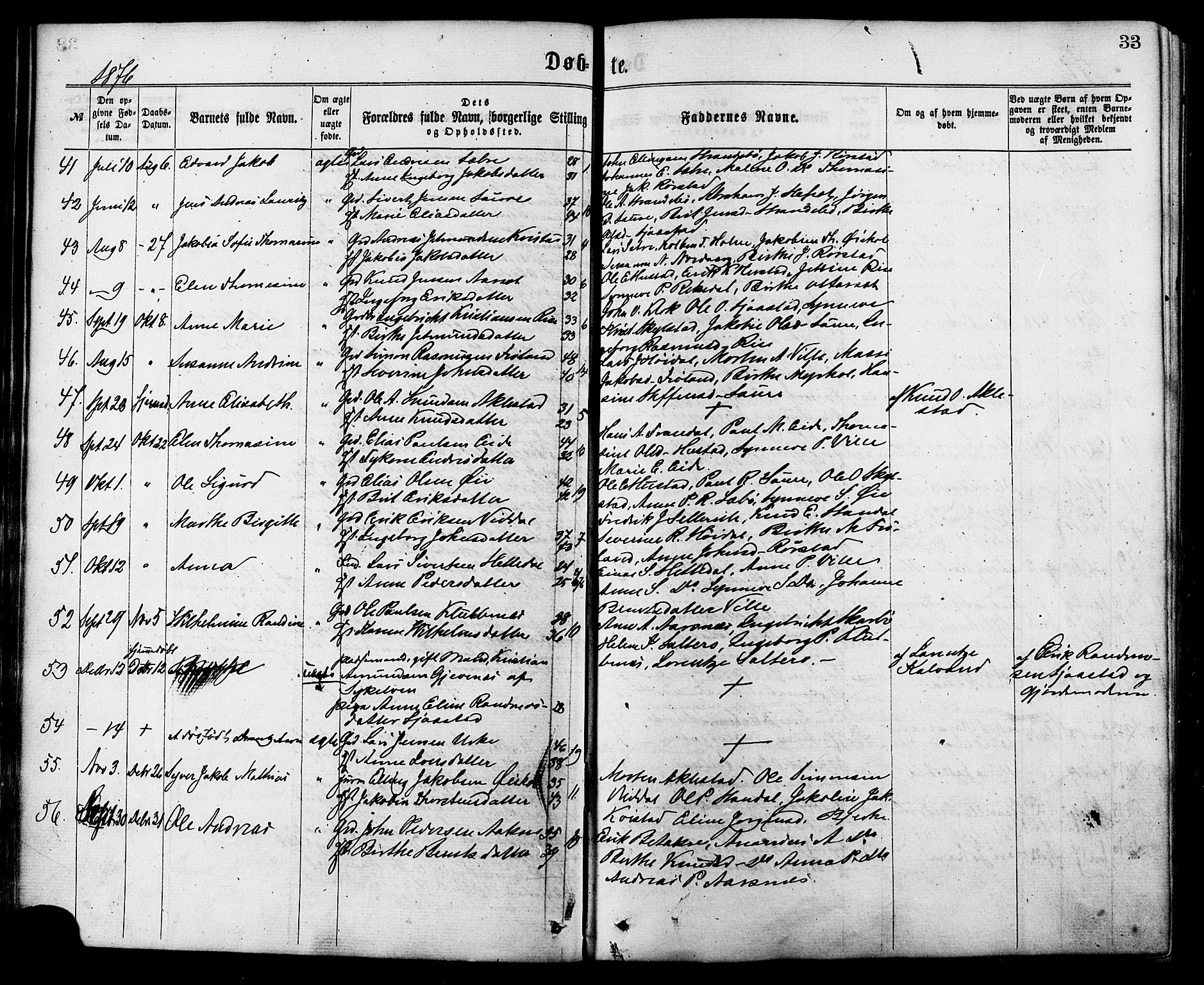 Ministerialprotokoller, klokkerbøker og fødselsregistre - Møre og Romsdal, AV/SAT-A-1454/515/L0210: Parish register (official) no. 515A06, 1868-1885, p. 33