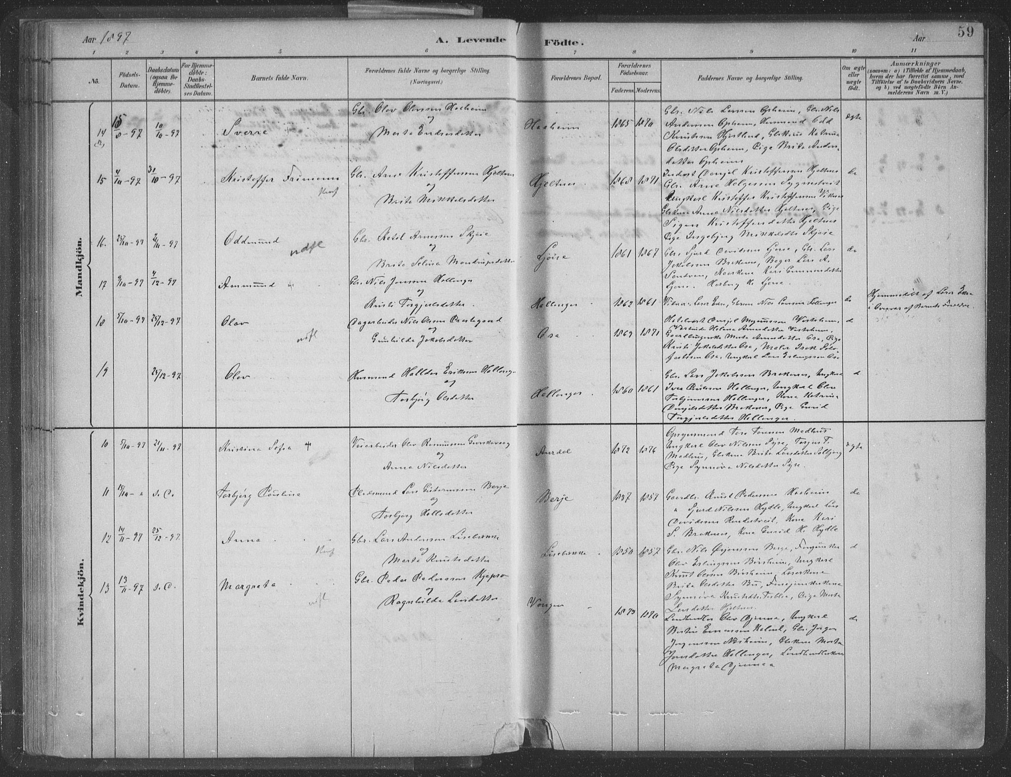 Ulvik sokneprestembete, SAB/A-78801/H/Hab: Parish register (copy) no. A 3, 1883-1908, p. 59