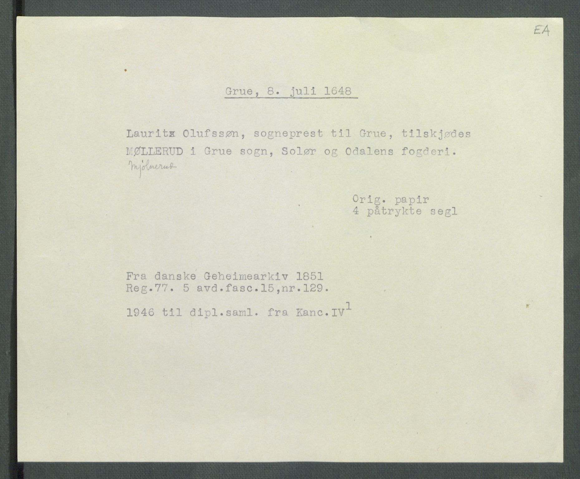 Riksarkivets diplomsamling, AV/RA-EA-5965/F02/L0161: Dokumenter, 1648, p. 68