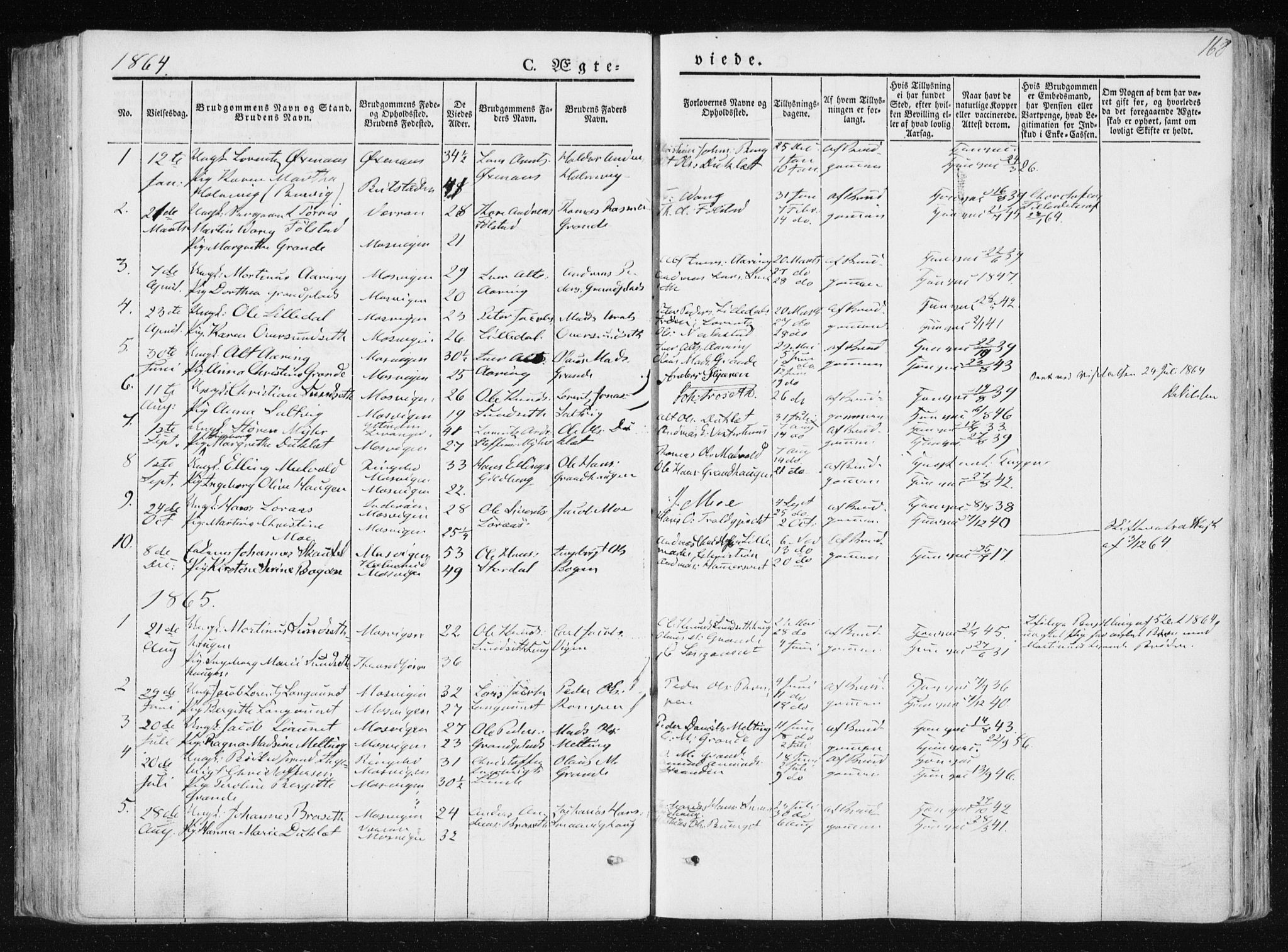 Ministerialprotokoller, klokkerbøker og fødselsregistre - Nord-Trøndelag, SAT/A-1458/733/L0323: Parish register (official) no. 733A02, 1843-1870, p. 168