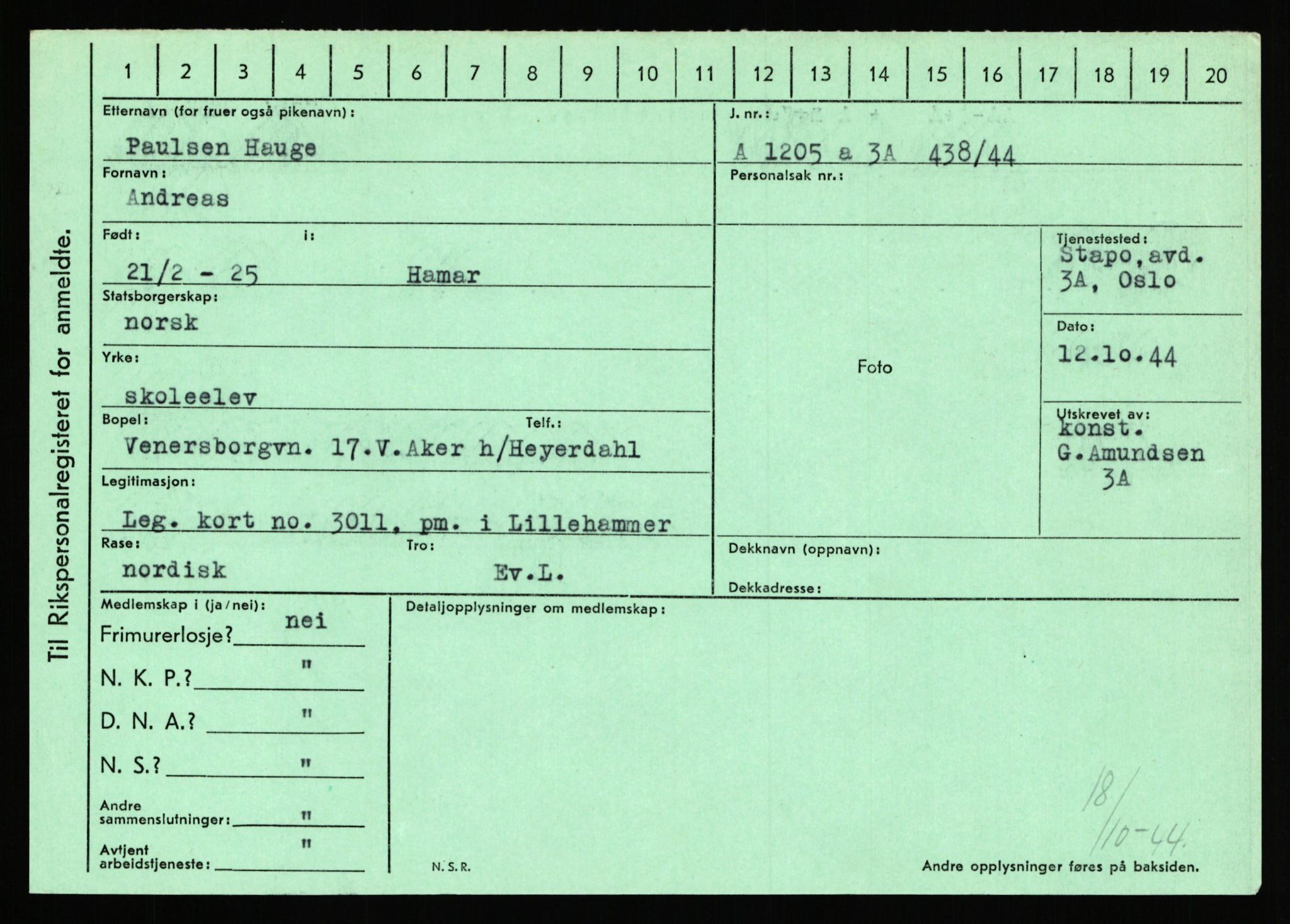 Statspolitiet - Hovedkontoret / Osloavdelingen, AV/RA-S-1329/C/Ca/L0006: Hanche - Hokstvedt, 1943-1945, p. 2235