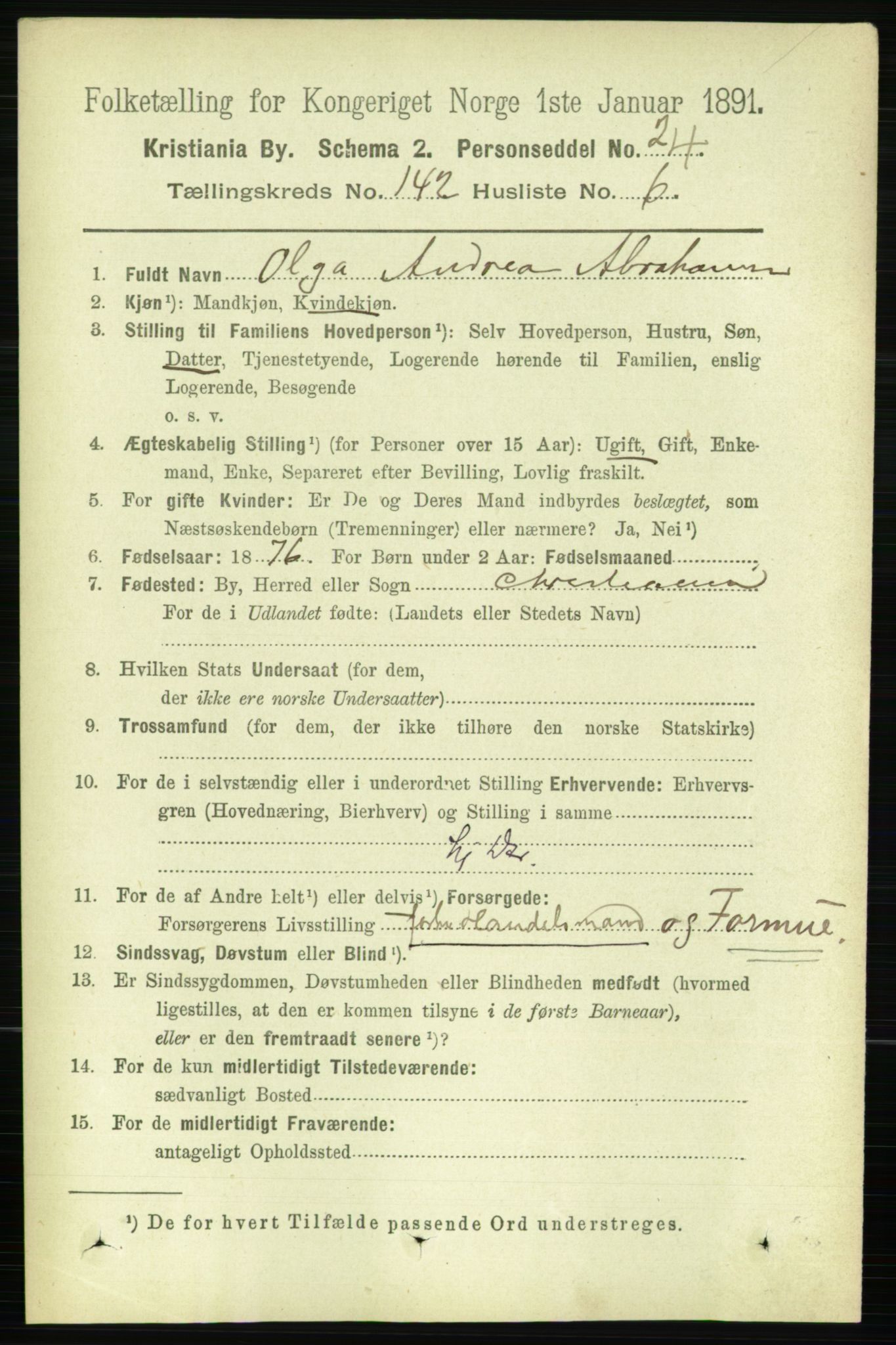 RA, 1891 census for 0301 Kristiania, 1891, p. 78545